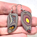 DVH Genuine Corvette Fordite Earrings Sterling French Wires 38x18x4mm (6100)
