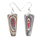 DVH Genuine Corvette Fordite Earrings Sterling French Wires 35x14x4mm (6101)