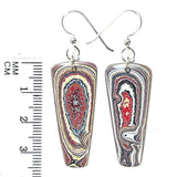 DVH Genuine Corvette Fordite Earrings Sterling French Wires 35x14x4mm (6101)