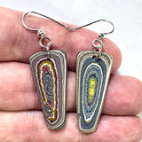 DVH Genuine Corvette Fordite Earrings Sterling French Wires 35x14x4mm (6101)
