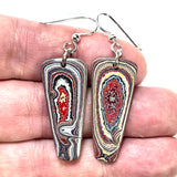 DVH Genuine Corvette Fordite Earrings Sterling French Wires 35x14x4mm (6101)