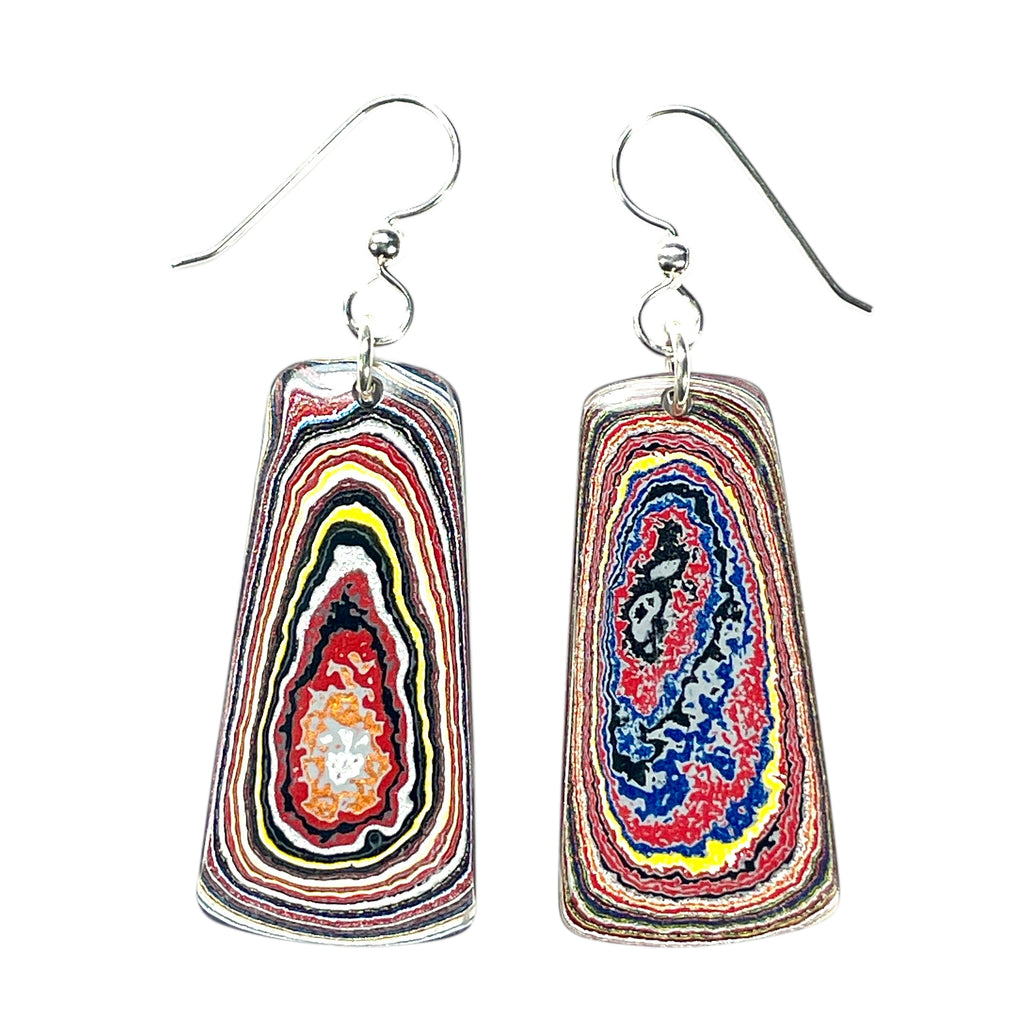 DVH Genuine Corvette Fordite Earrings Sterling French Wires 40x20x3mm (6102) - DVHdesigns