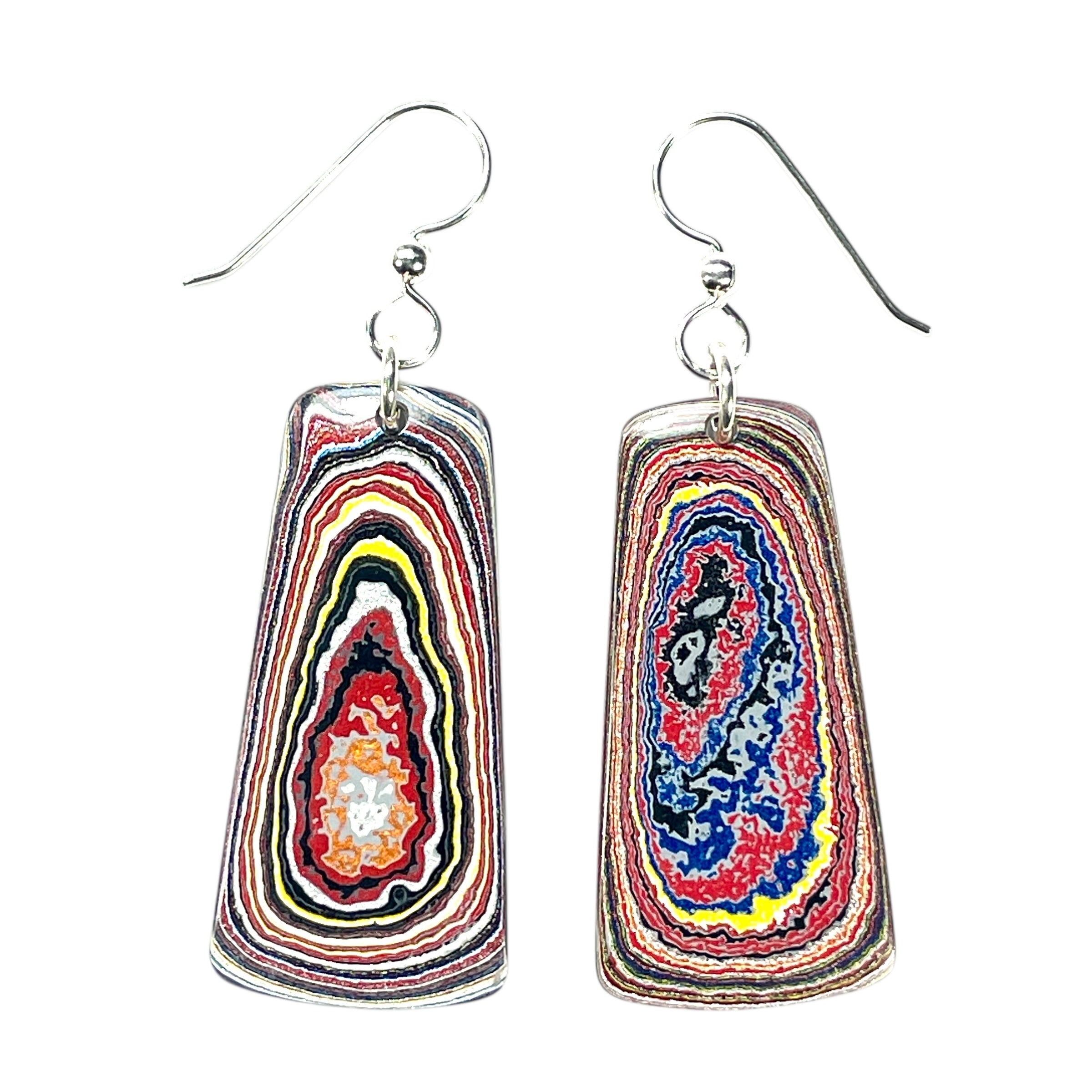DVH Genuine Corvette Fordite Earrings Sterling French Wires 40x20x3mm (6102) - DVHdesigns