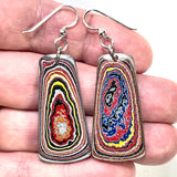 DVH Genuine Corvette Fordite Earrings Sterling French Wires 40x20x3mm (6102)