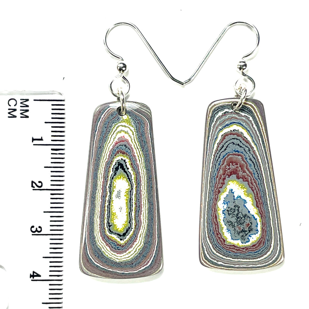 DVH Genuine Corvette Fordite Earrings Sterling French Wires 40x20x3mm (6102) - DVHdesigns