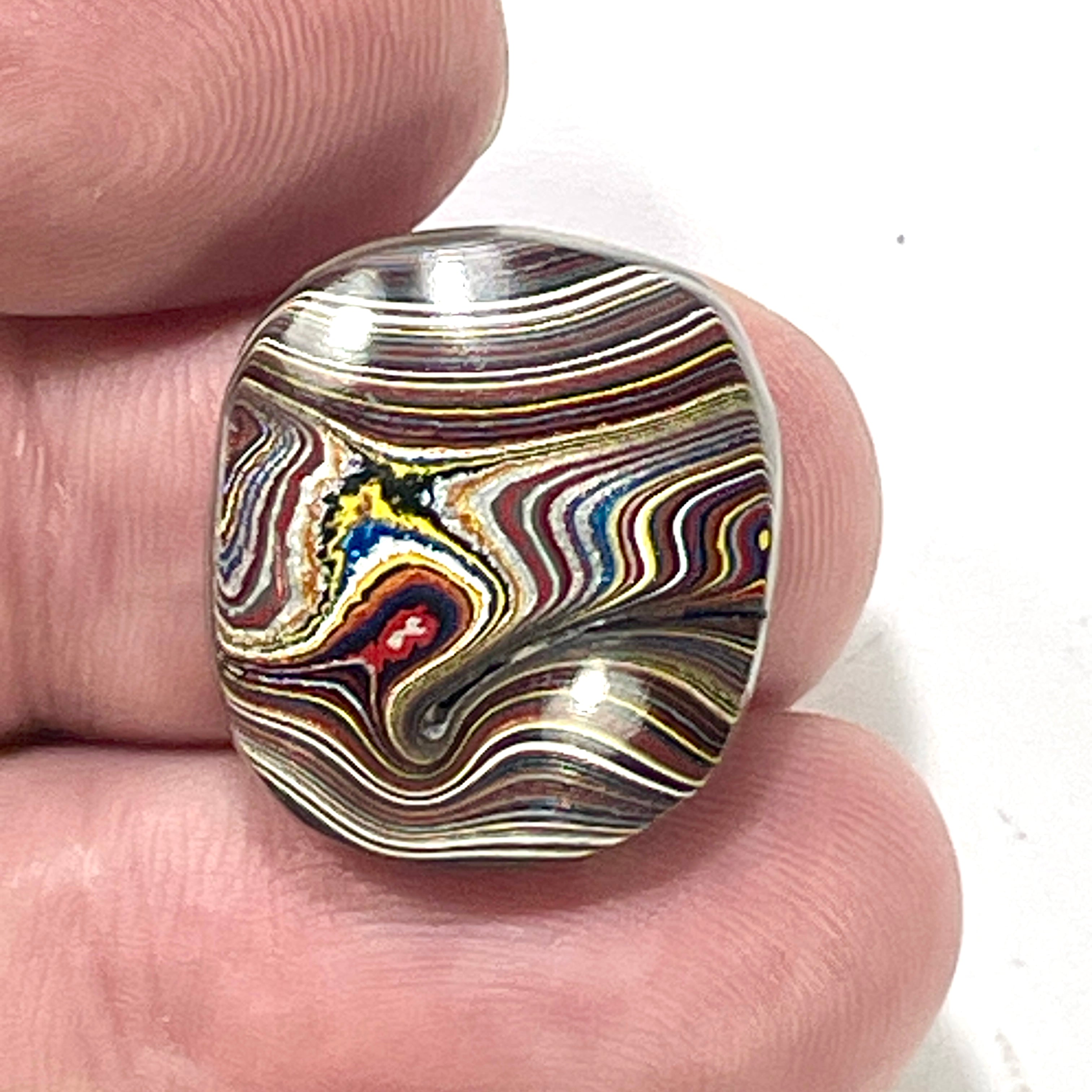 DVH Corvette Fordite Cabochon Bowling Green Ass. Car Paint Cab 21x18x6mm (6365) - DVHdesigns