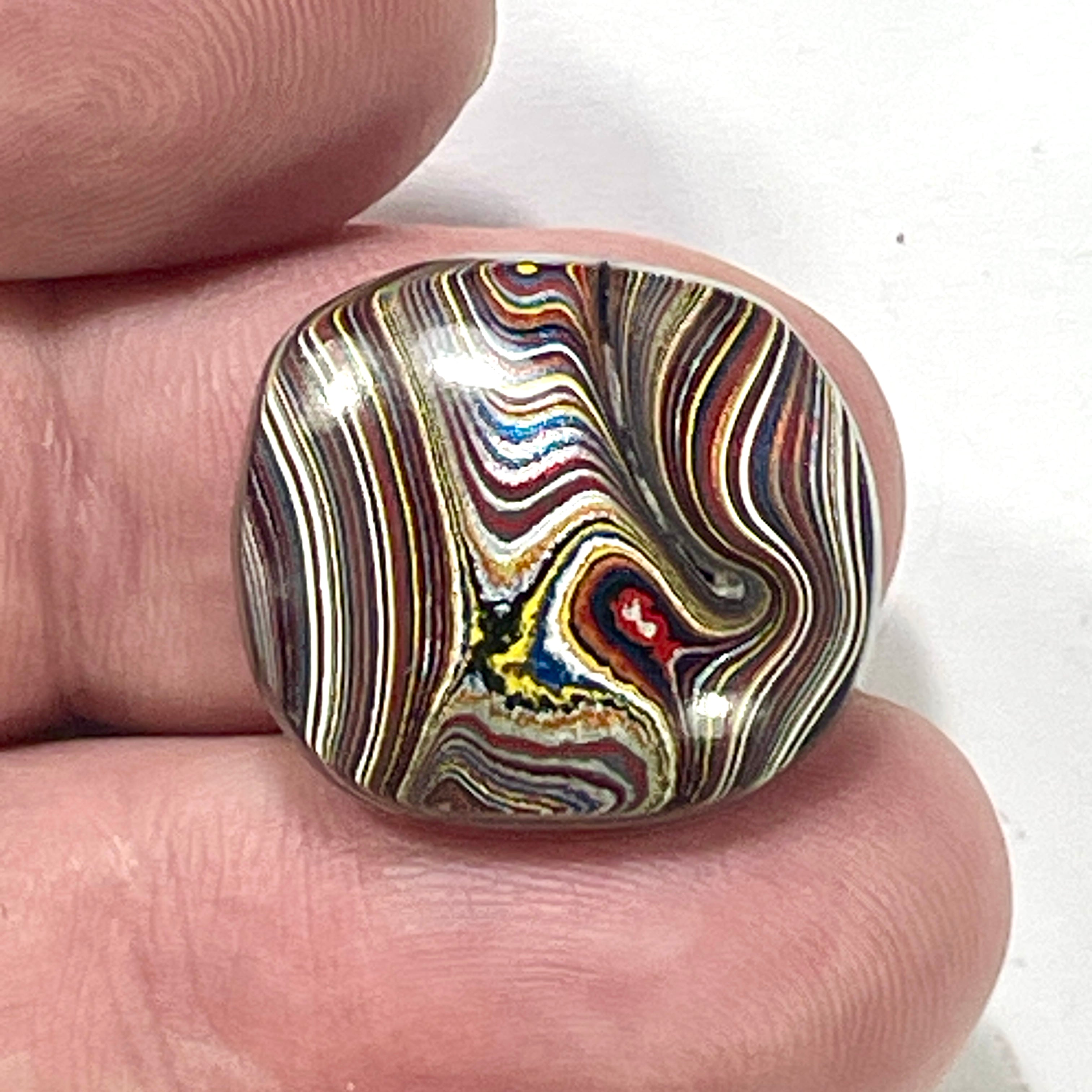 DVH Corvette Fordite Cabochon Bowling Green Ass. Car Paint Cab 21x18x6mm (6365) - DVHdesigns