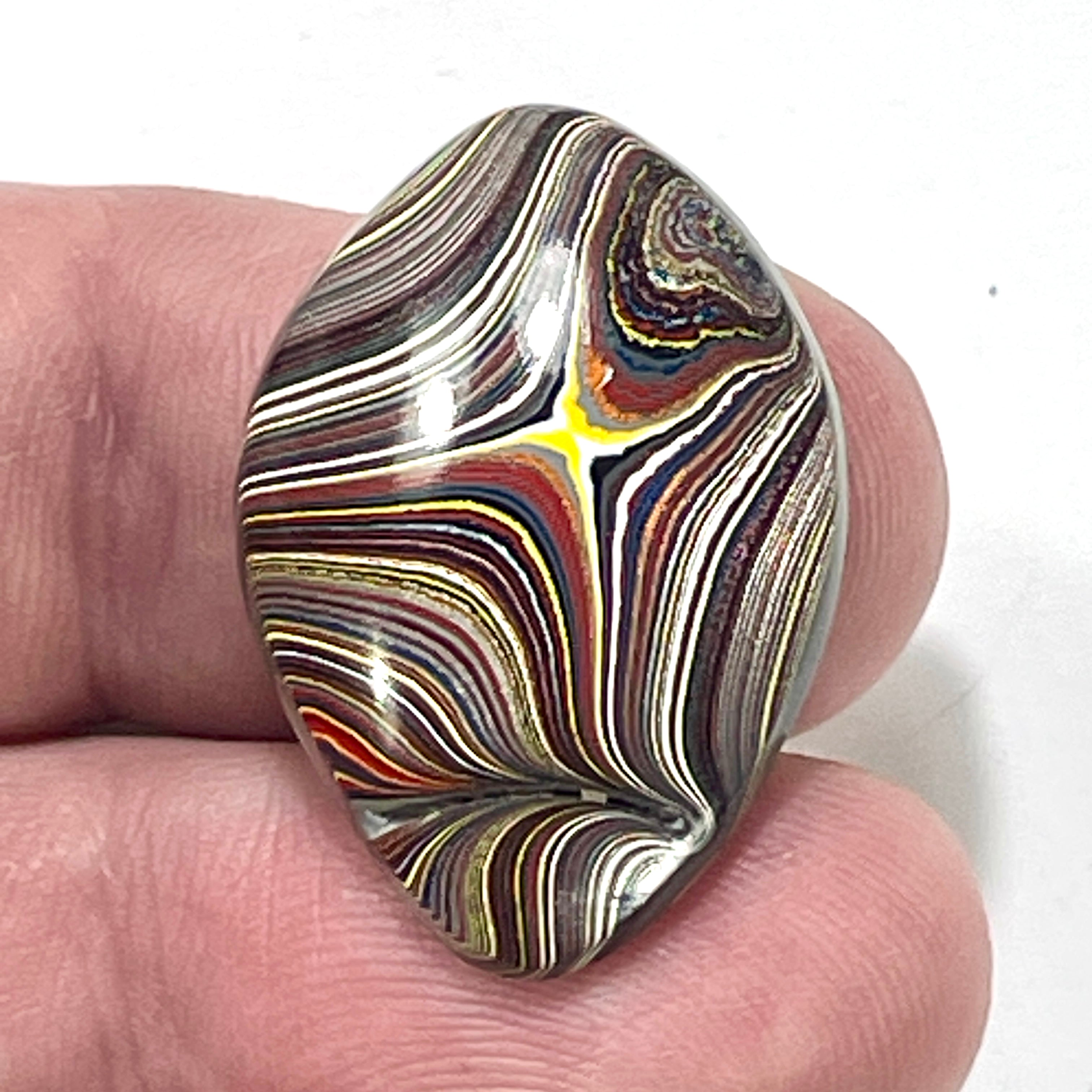 DVH Corvette Fordite Cabochon Bowling Green Ass. Car Paint Cab 28x20x6mm (6366) - DVHdesigns