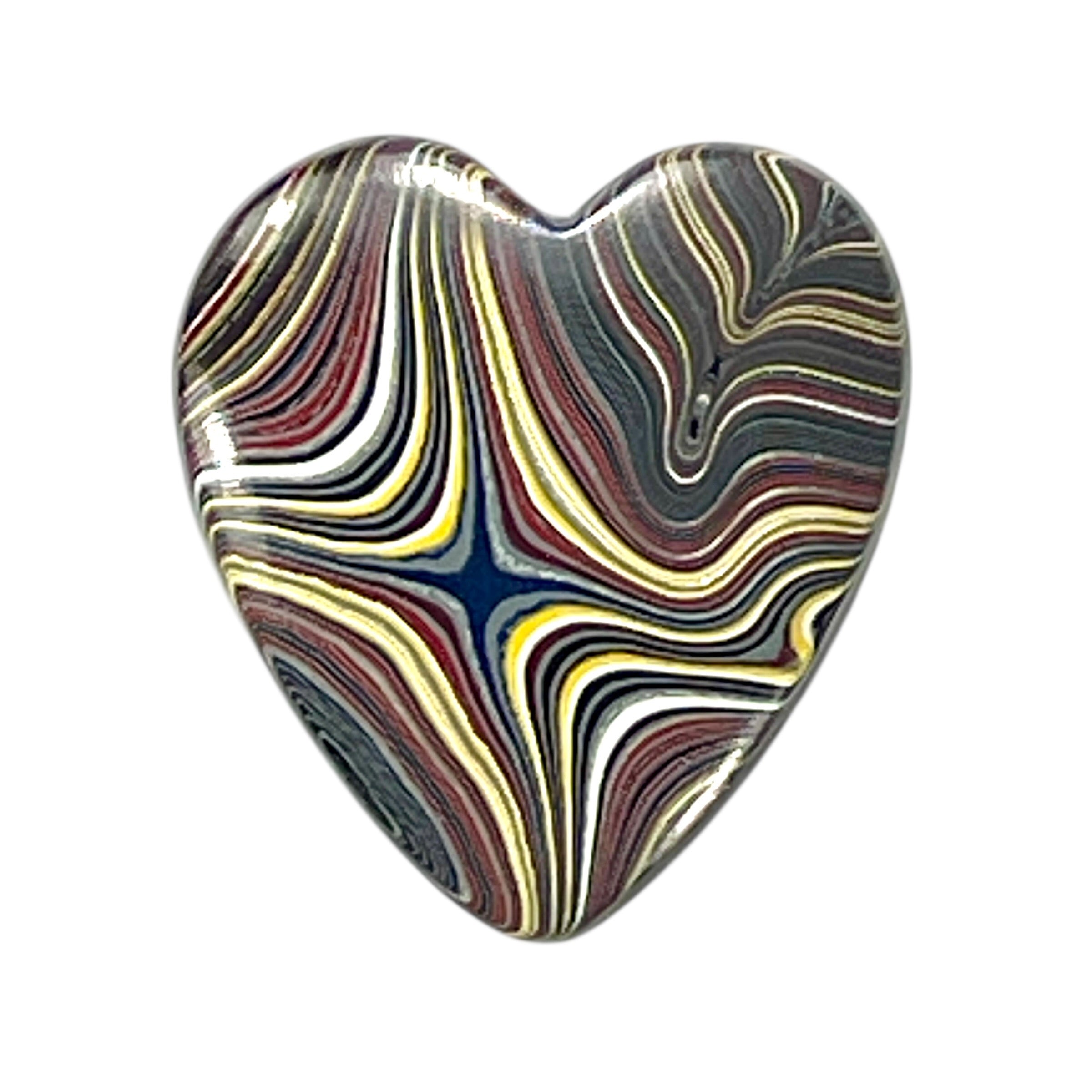 DVH Corvette Fordite Heart Cabochon Bowling Green Ass. Car Paint 24x22x4mm (6367) - DVHdesigns