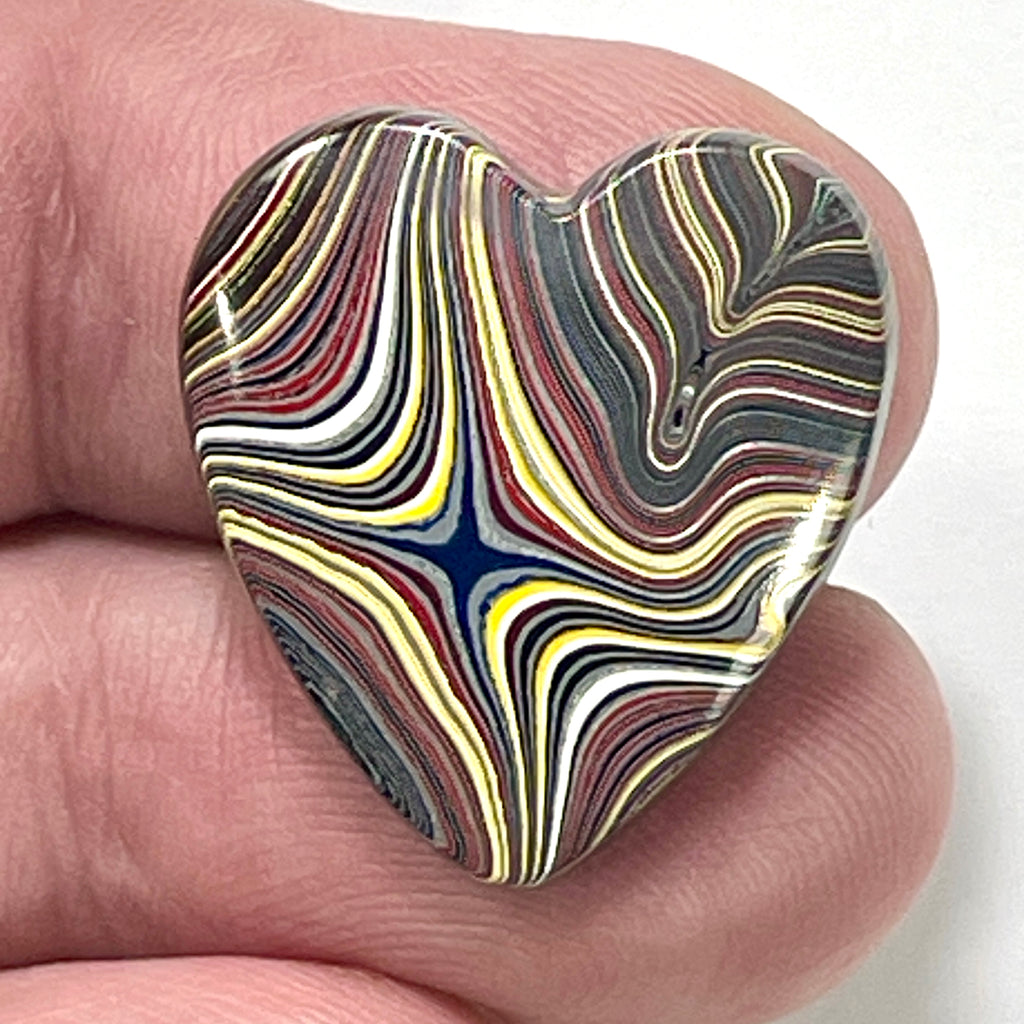 DVH Corvette Fordite Heart Cabochon Bowling Green Ass. Car Paint 24x22x4mm (6367) - DVHdesigns