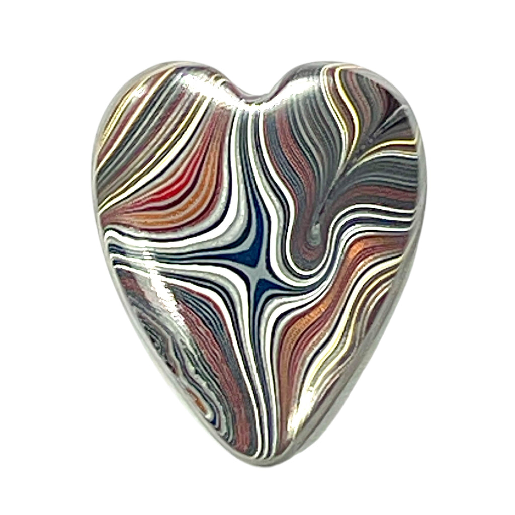 DVH Corvette Fordite Heart Cabochon Bowling Green Ass. 26x22x5mm (6368) - DVHdesigns