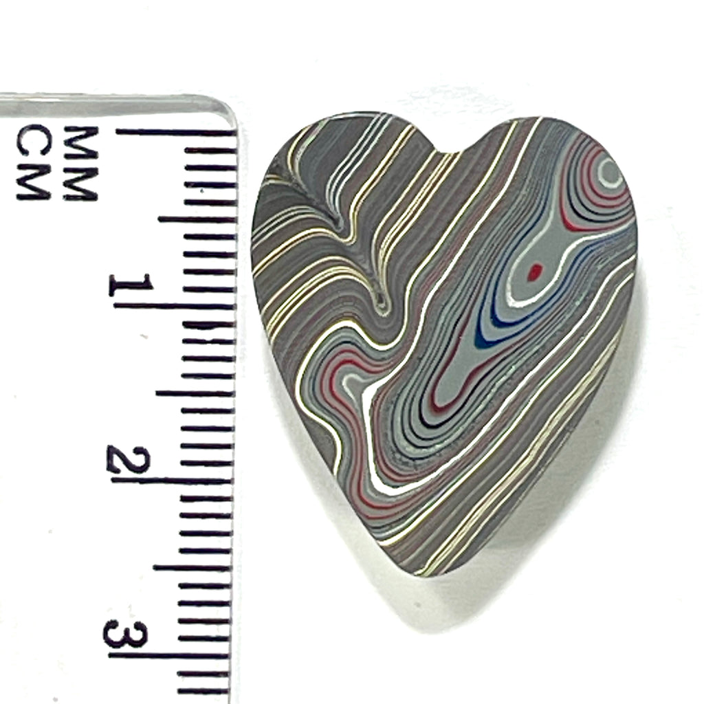 DVH Corvette Fordite Heart Cabochon Bowling Green Ass. 26x22x5mm (6368) - DVHdesigns