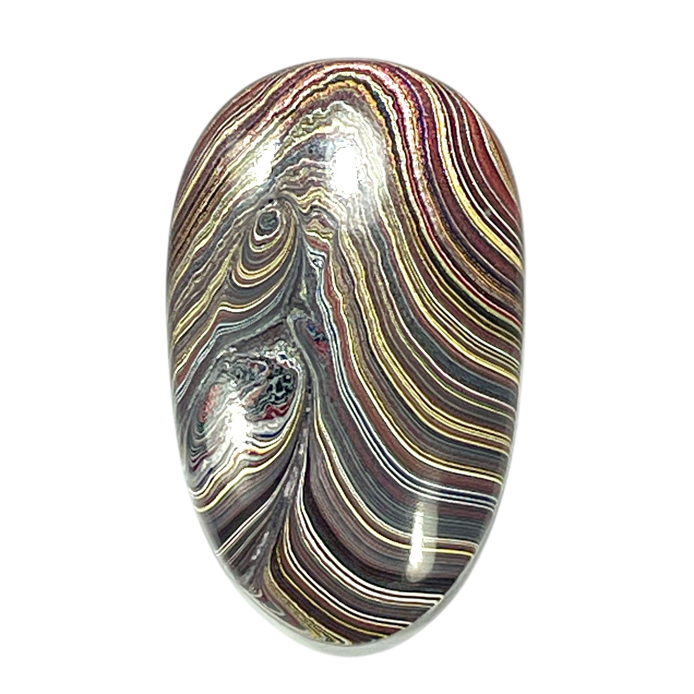 DVH Chatoyant Corvette Fordite Cabochon Bowling Green Ass. 43x26x7mm (6371) - DVHdesigns