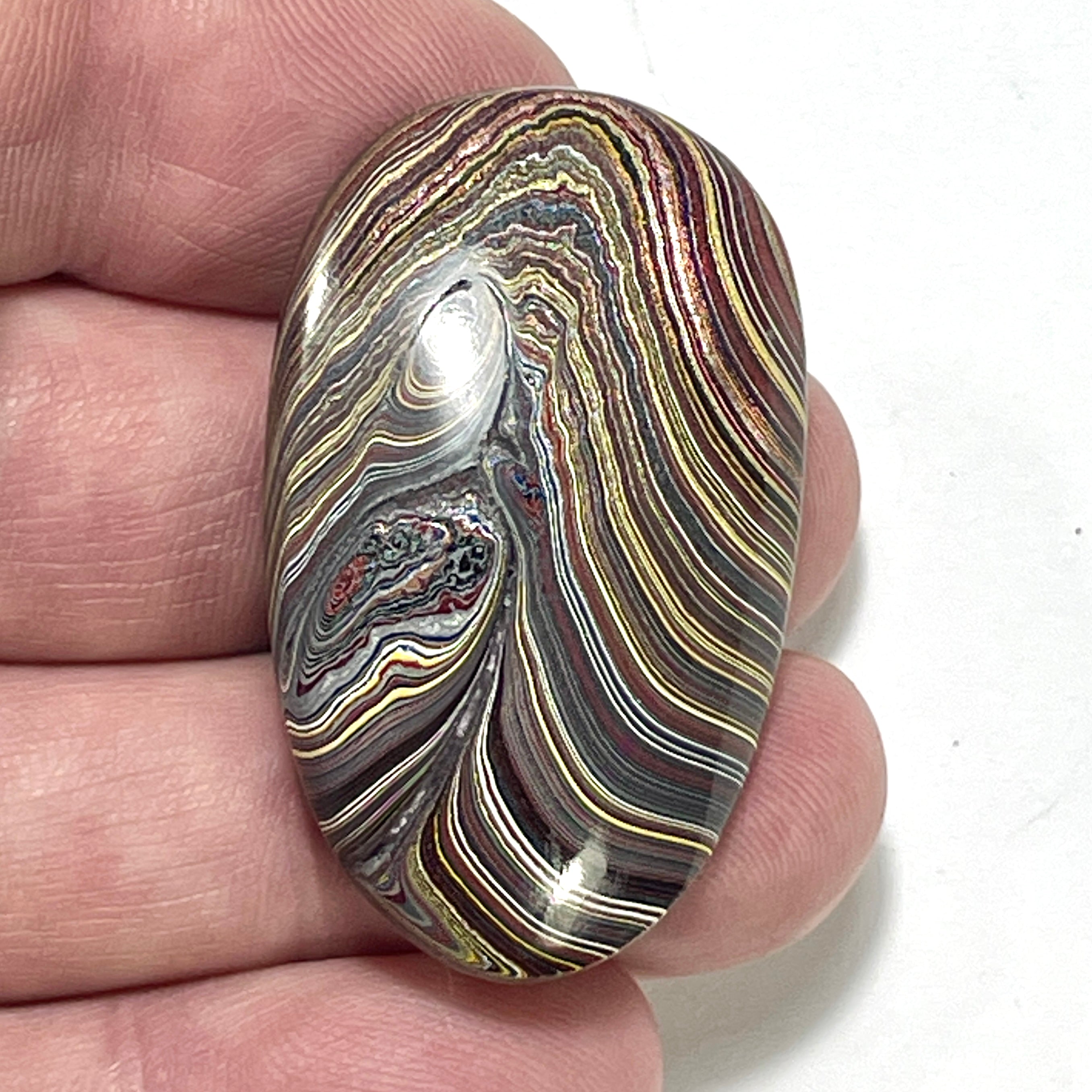 DVH Chatoyant Corvette Fordite Cabochon Bowling Green Ass. 43x26x7mm (6371) - DVHdesigns