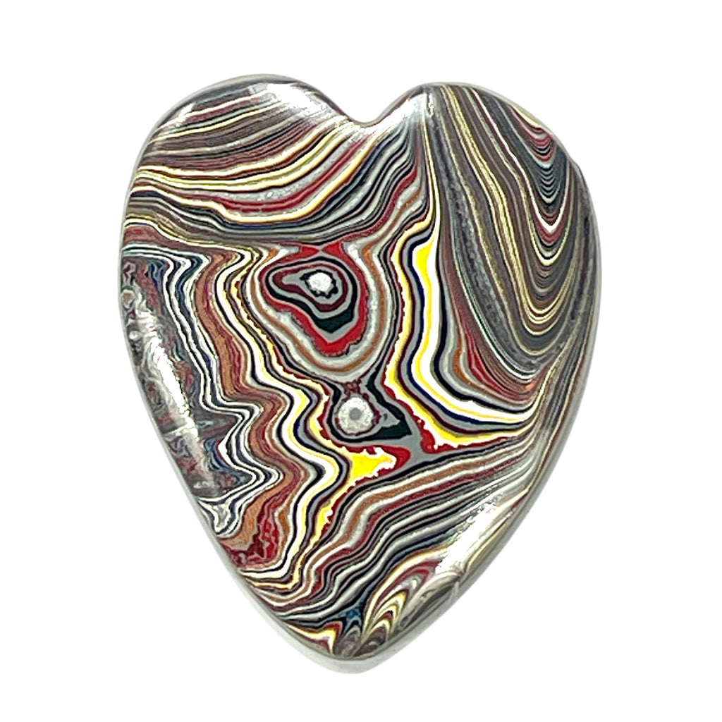 DVH Corvette Fordite Heart Cabochon Bowling Green Ass. 37x31x4mm (6372) - DVHdesigns