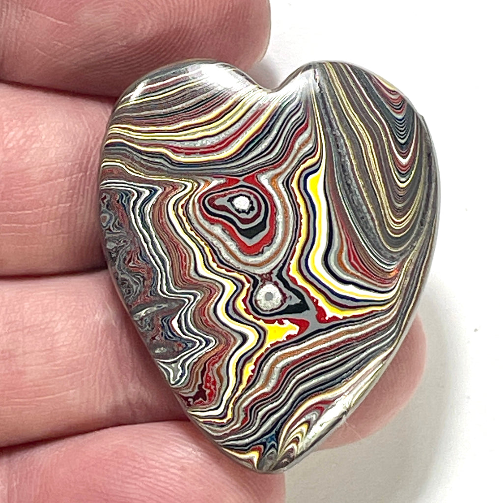 DVH Corvette Fordite Heart Cabochon Bowling Green Ass. 37x31x4mm (6372) - DVHdesigns