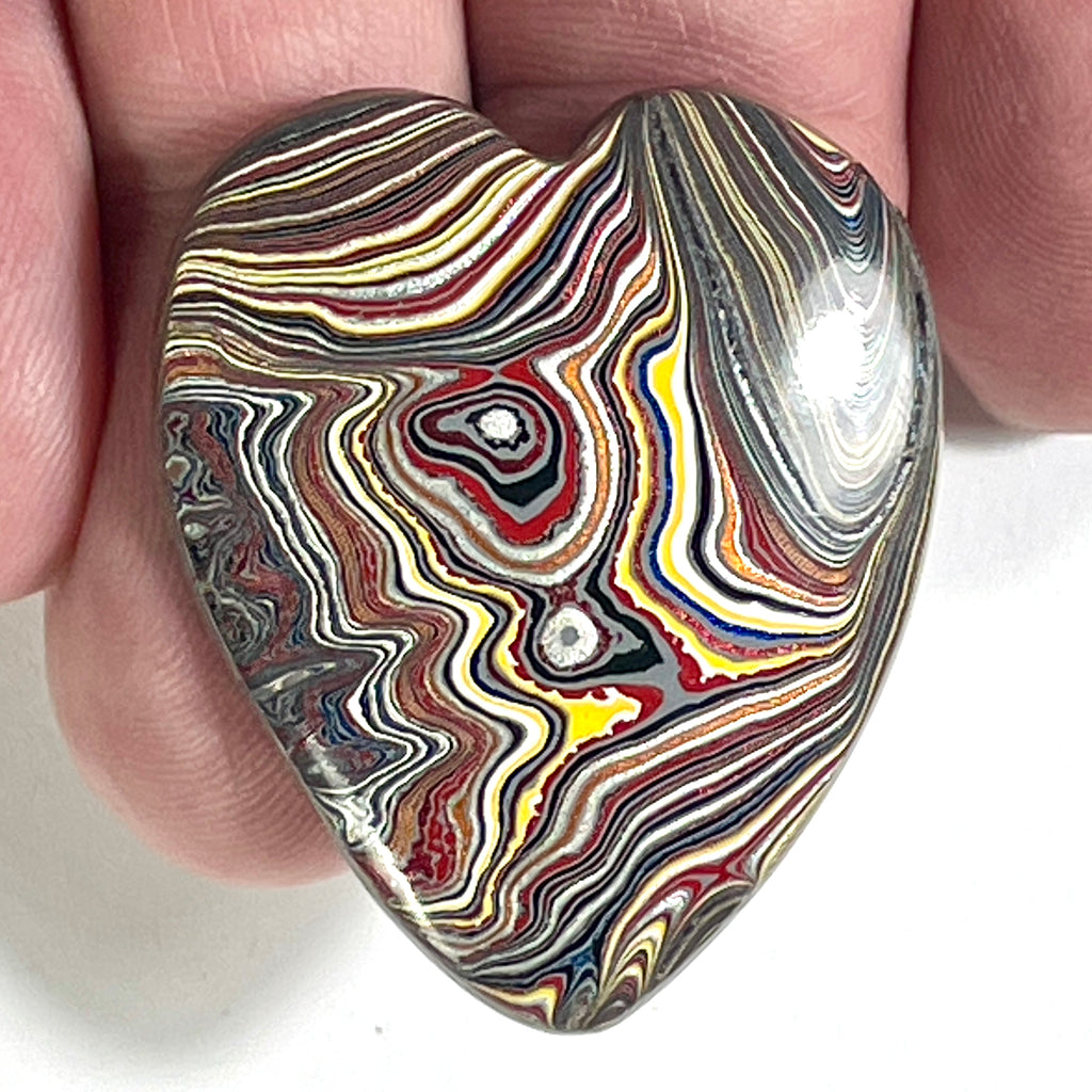 DVH Corvette Fordite Heart Cabochon Bowling Green Ass. 37x31x4mm (6372) - DVHdesigns