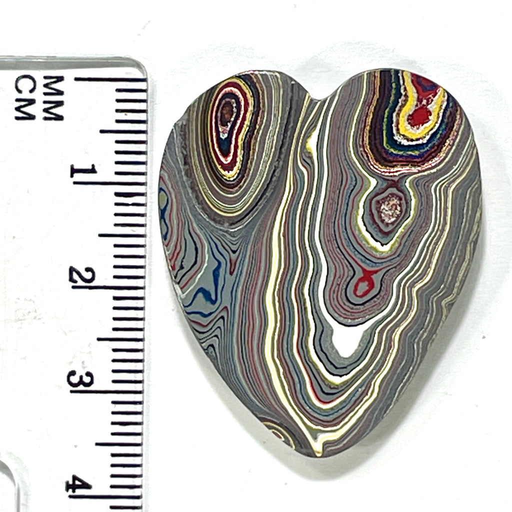 DVH Corvette Fordite Heart Cabochon Bowling Green Ass. 37x31x4mm (6372) - DVHdesigns