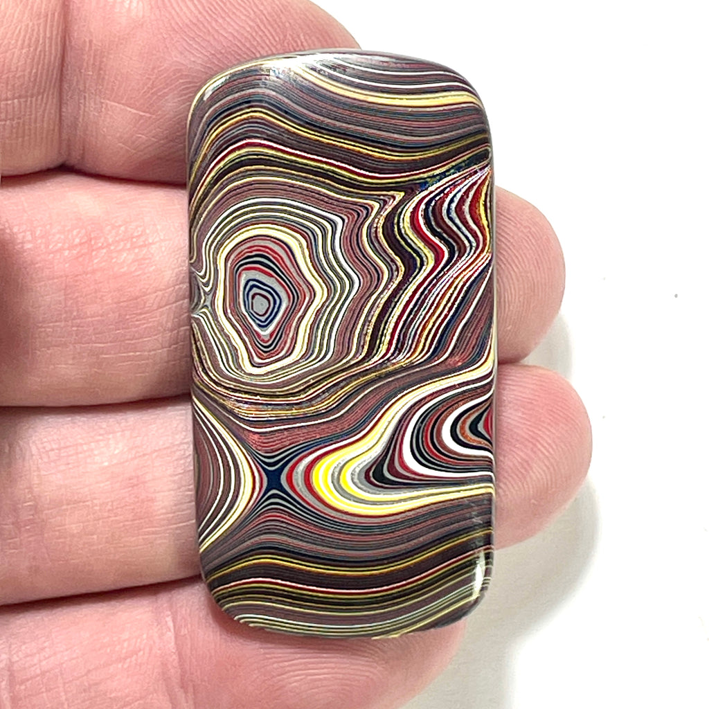 DVH Chatoyant Corvette Fordite Cabochon Genuine Bowling Green Ass. 49x25x5mm (6373) - DVHdesigns