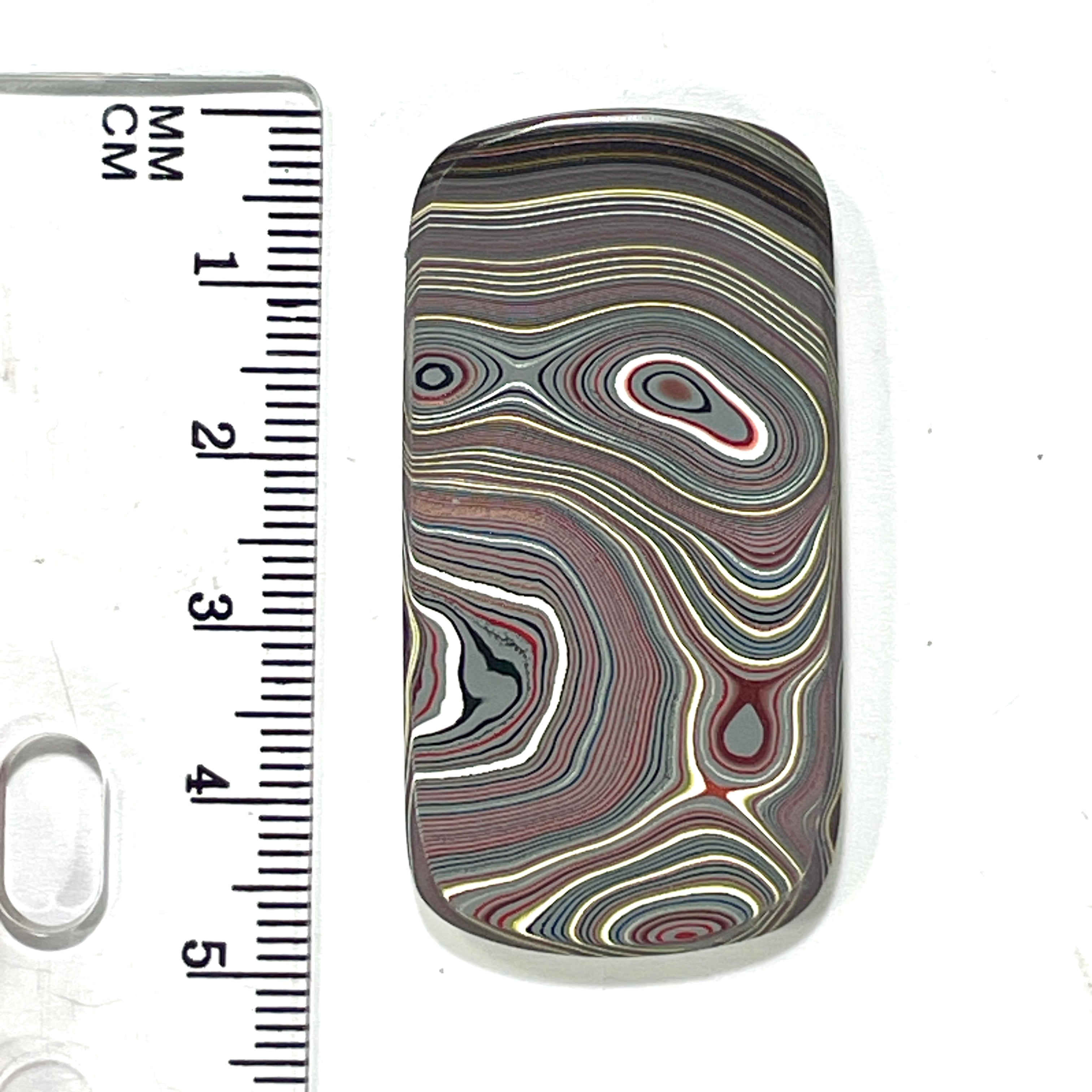 DVH Chatoyant Corvette Fordite Cabochon Genuine Bowling Green Ass. 49x25x5mm (6373) - DVHdesigns