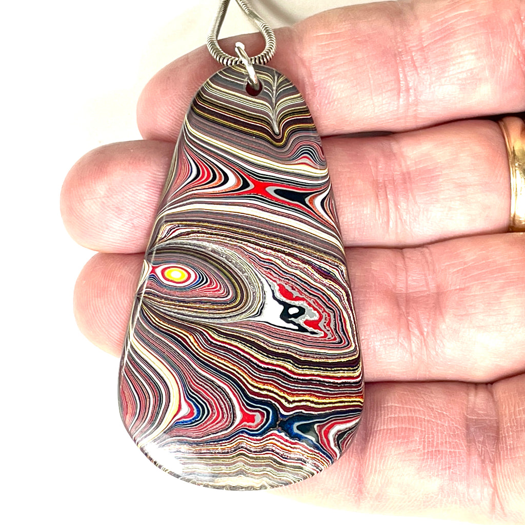 DVH Chatoyant Corvette Fordite Pendant Bowling Green Ass. 61x36x5mm (6374) - DVHdesigns