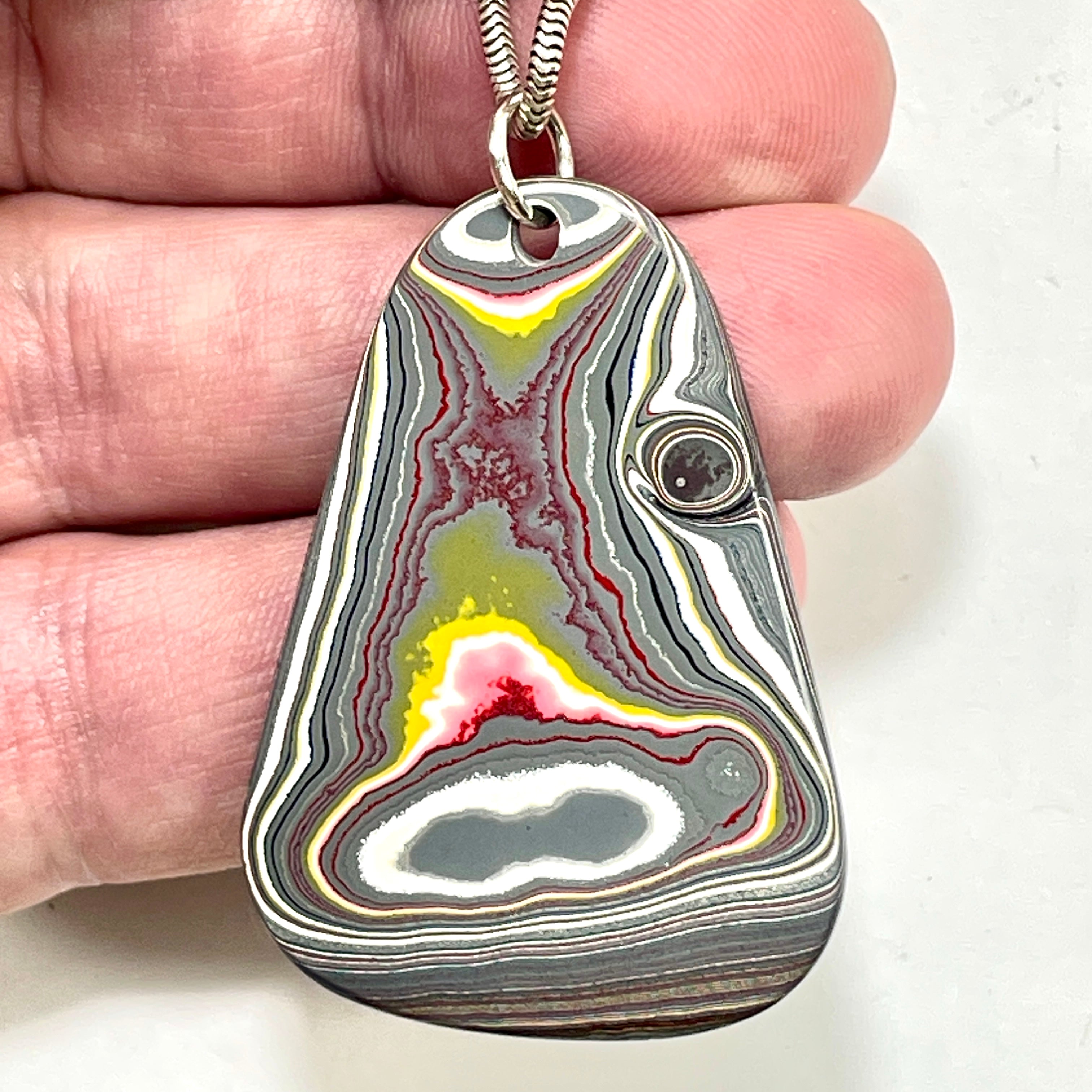 DVH Chatoyant Corvette Fordite Pendant Bowling Green Ass. 46x33x4mm (6375) - DVHdesigns