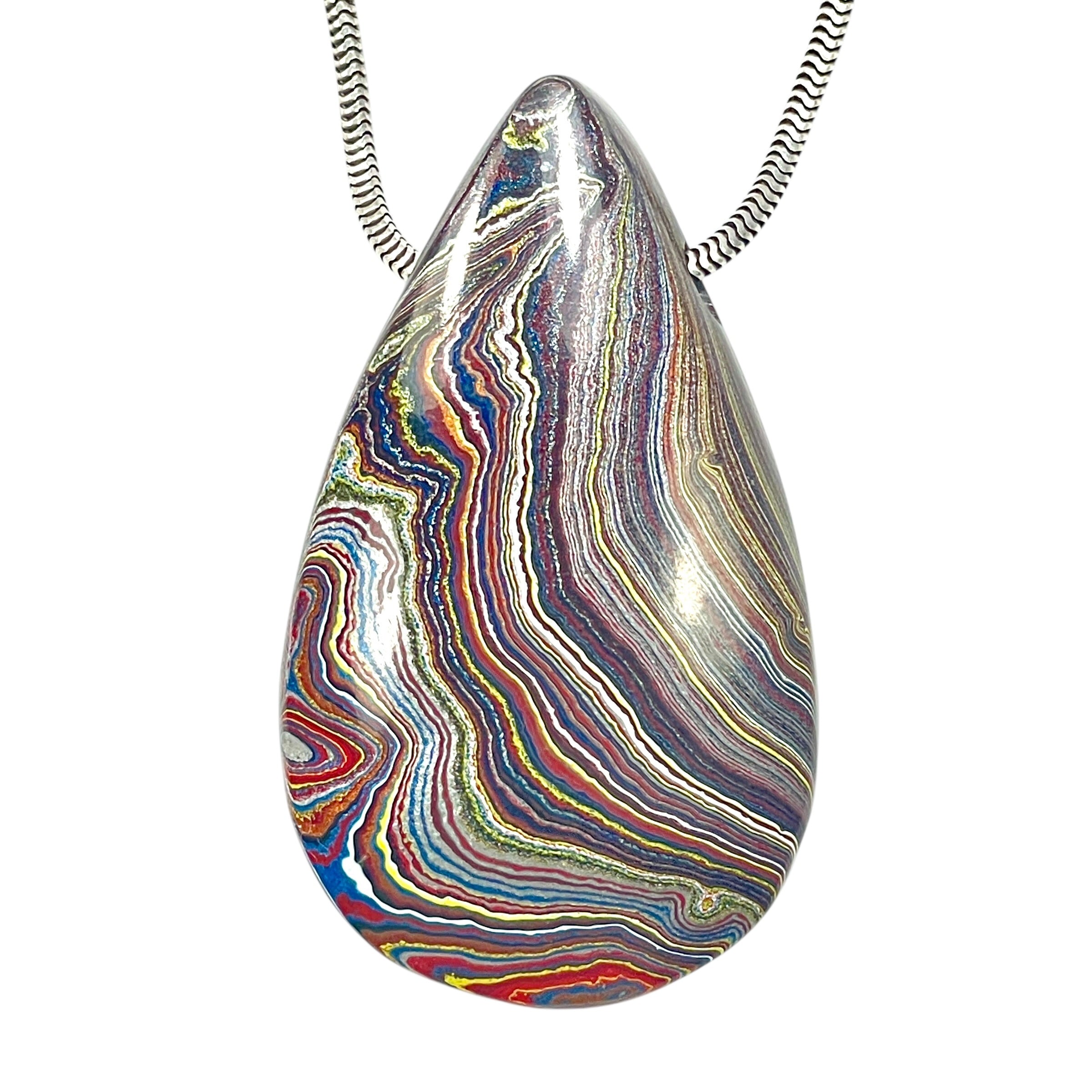 DVH Chatoyant Corvette Fordite Bead Pendant Bowling Green Ass. 47x28x11mm (6377) - DVHdesigns