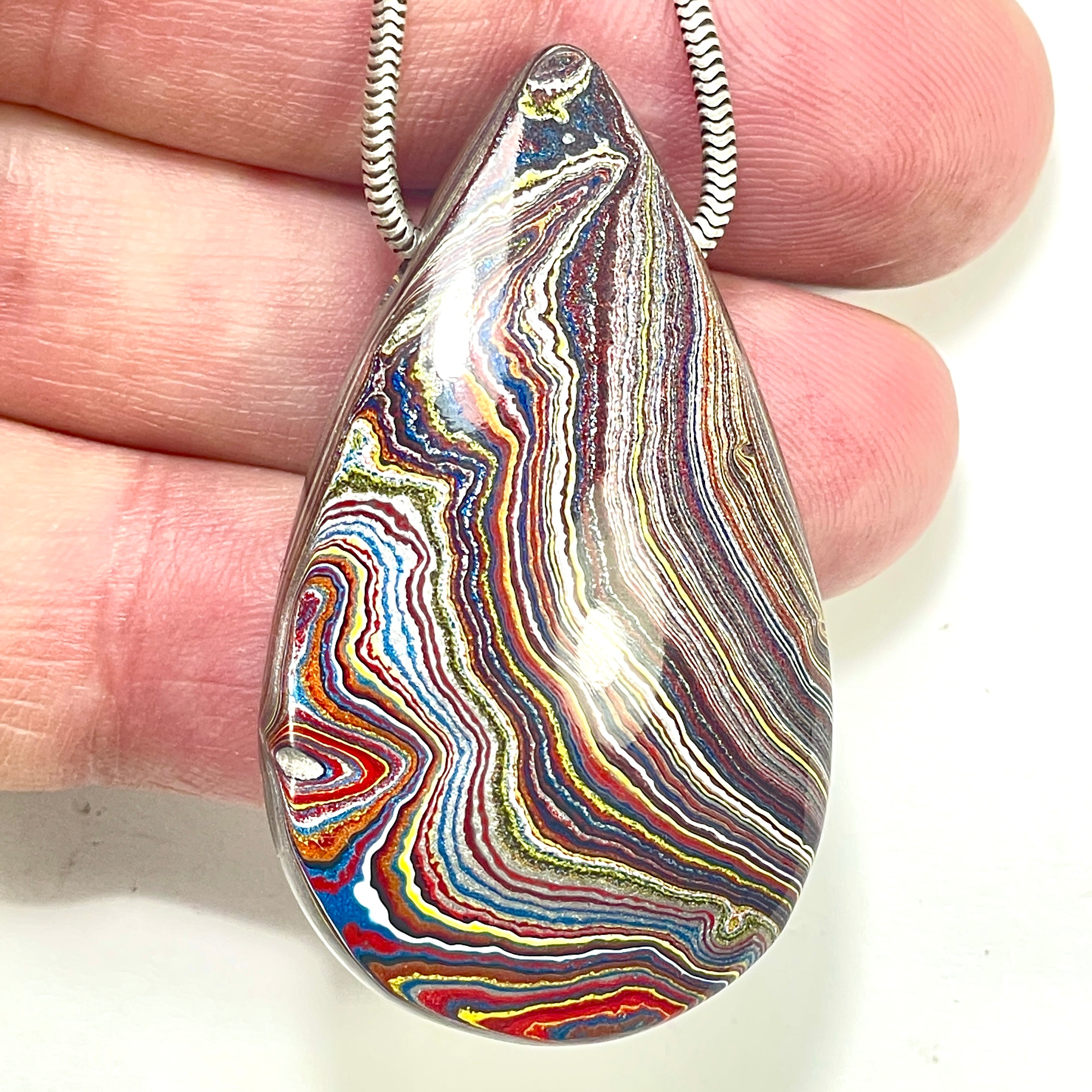 DVH Chatoyant Corvette Fordite Bead Pendant Bowling Green Ass. 47x28x11mm (6377) - DVHdesigns