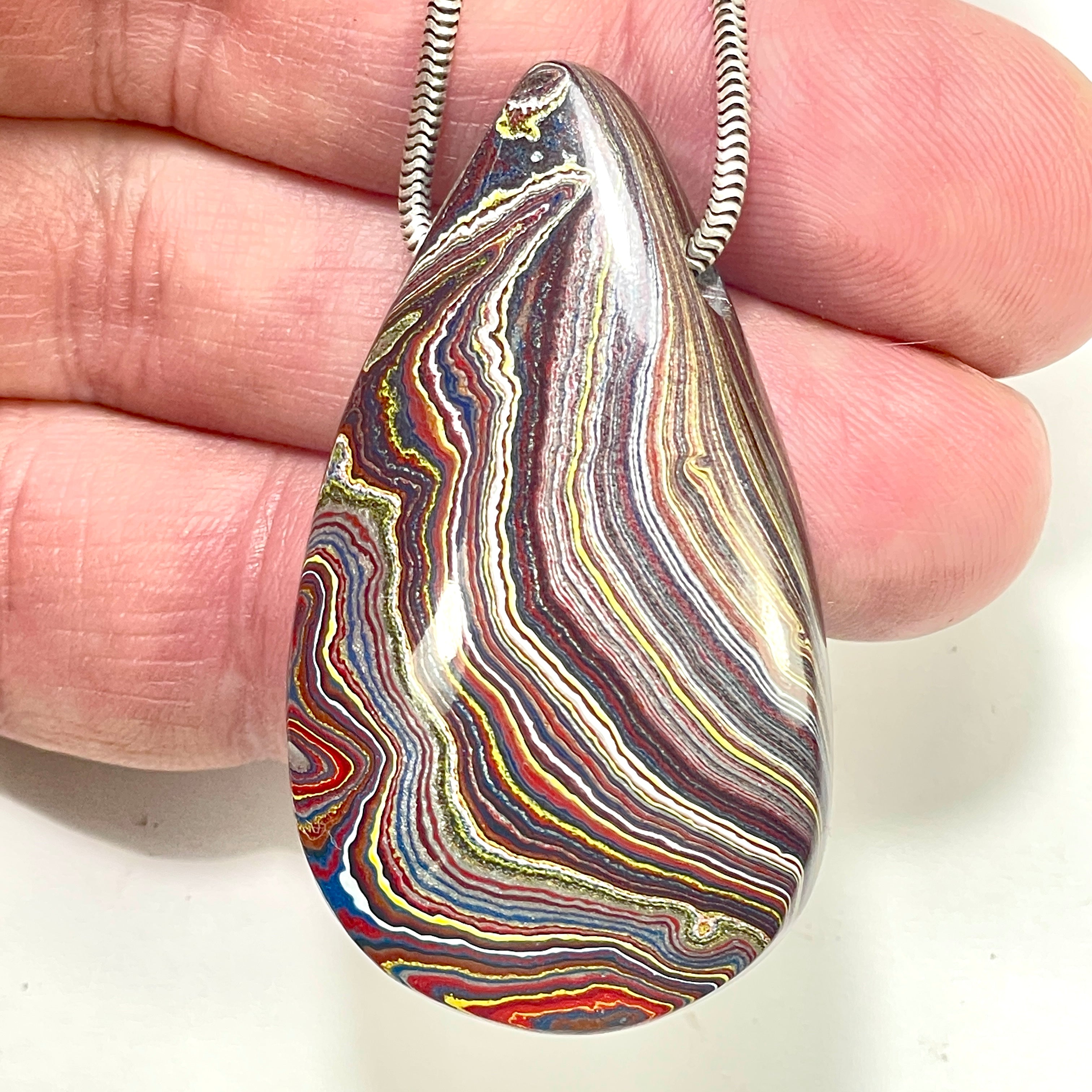 DVH Chatoyant Corvette Fordite Bead Pendant Bowling Green Ass. 47x28x11mm (6377) - DVHdesigns