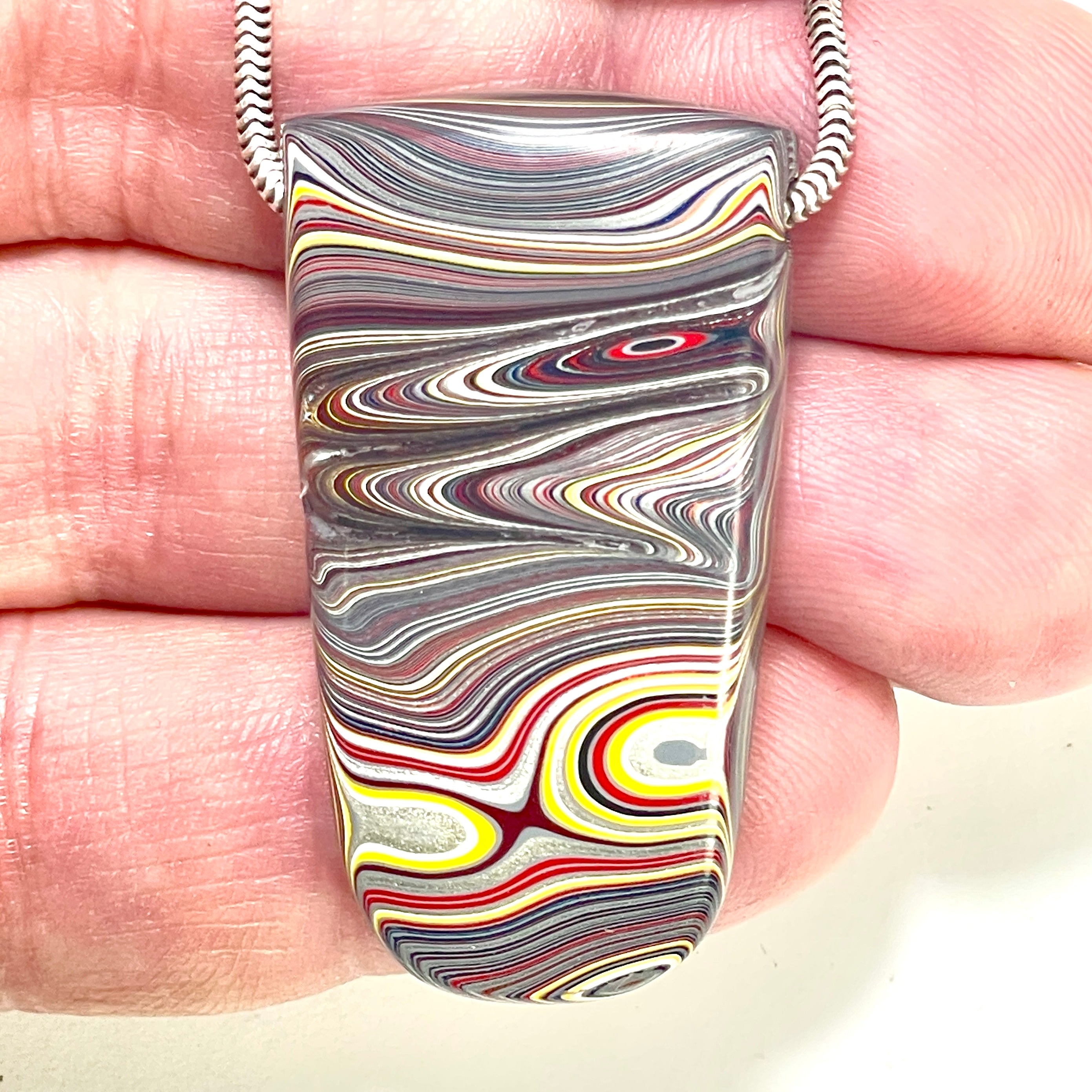 DVH Chatoyant Corvette Fordite Bead Pendant Bowling Green Ass. 40x22x9mm (6378) - DVHdesigns