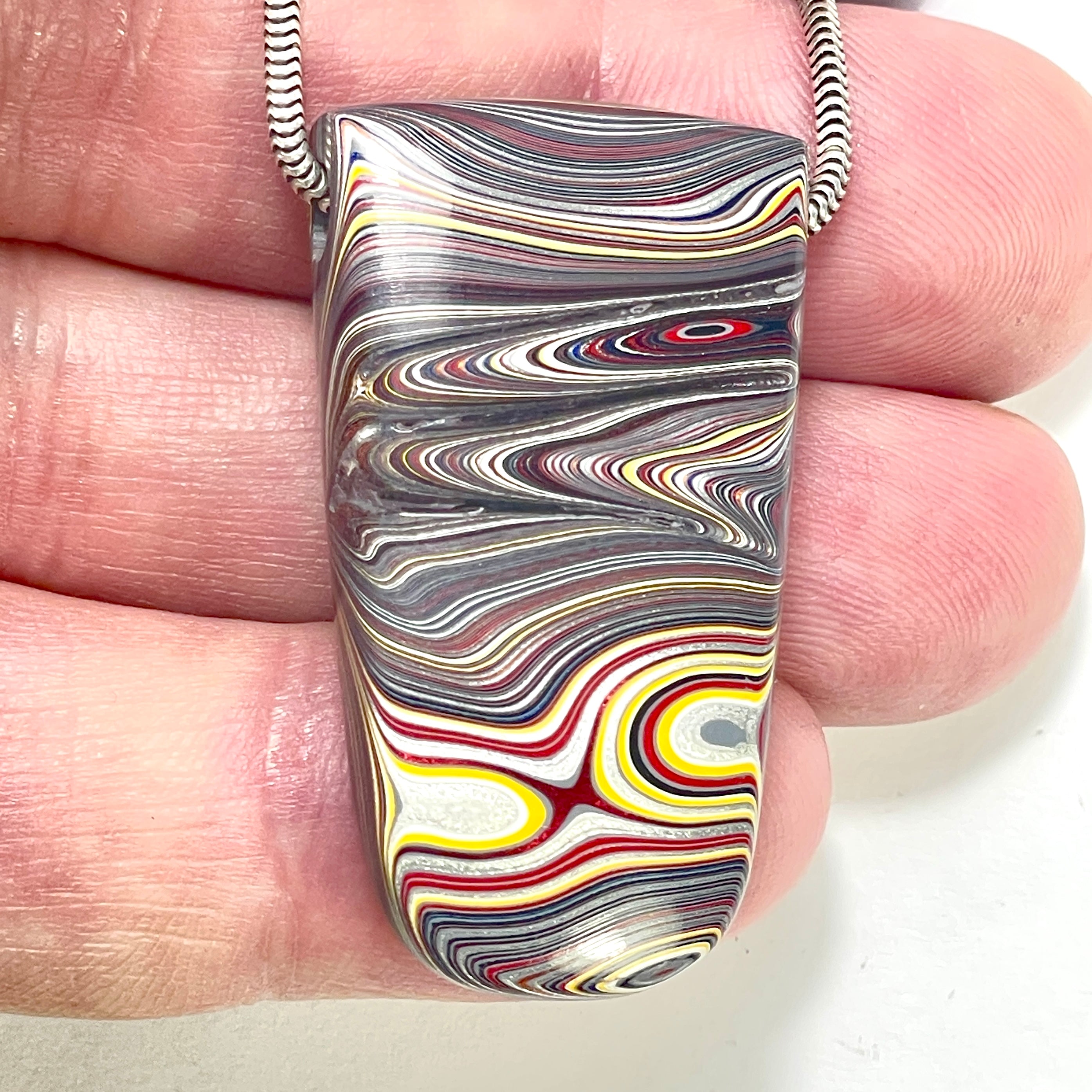 DVH Chatoyant Corvette Fordite Bead Pendant Bowling Green Ass. 40x22x9mm (6378) - DVHdesigns