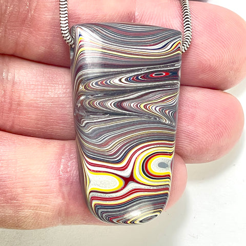 DVH Chatoyant Corvette Fordite Bead Pendant Bowling Green Ass. 40x22x9mm (6378)