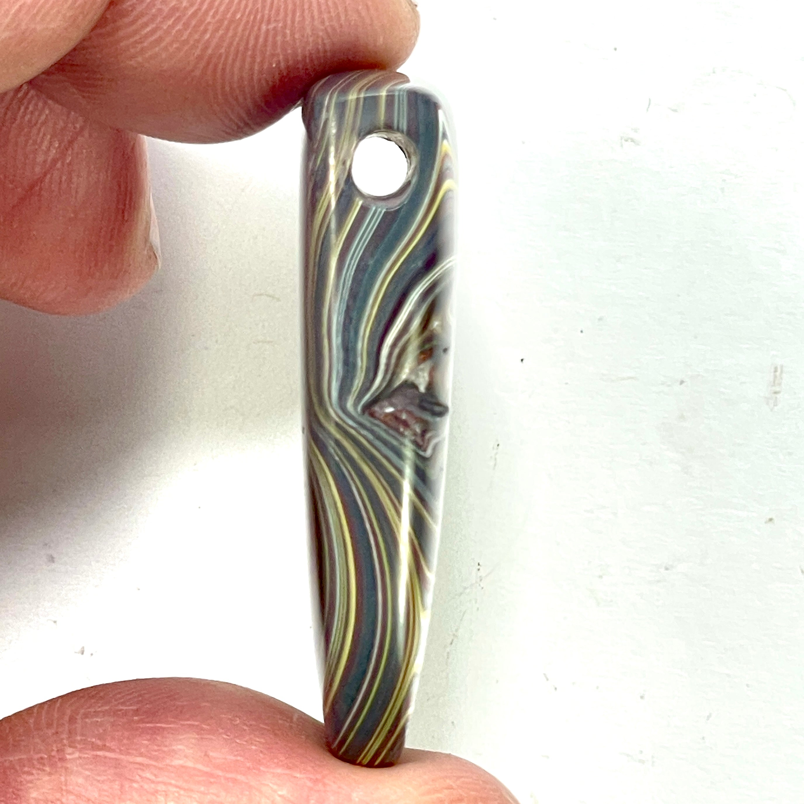 DVH Chatoyant Corvette Fordite Bead Pendant Bowling Green Ass. 40x22x9mm (6378) - DVHdesigns