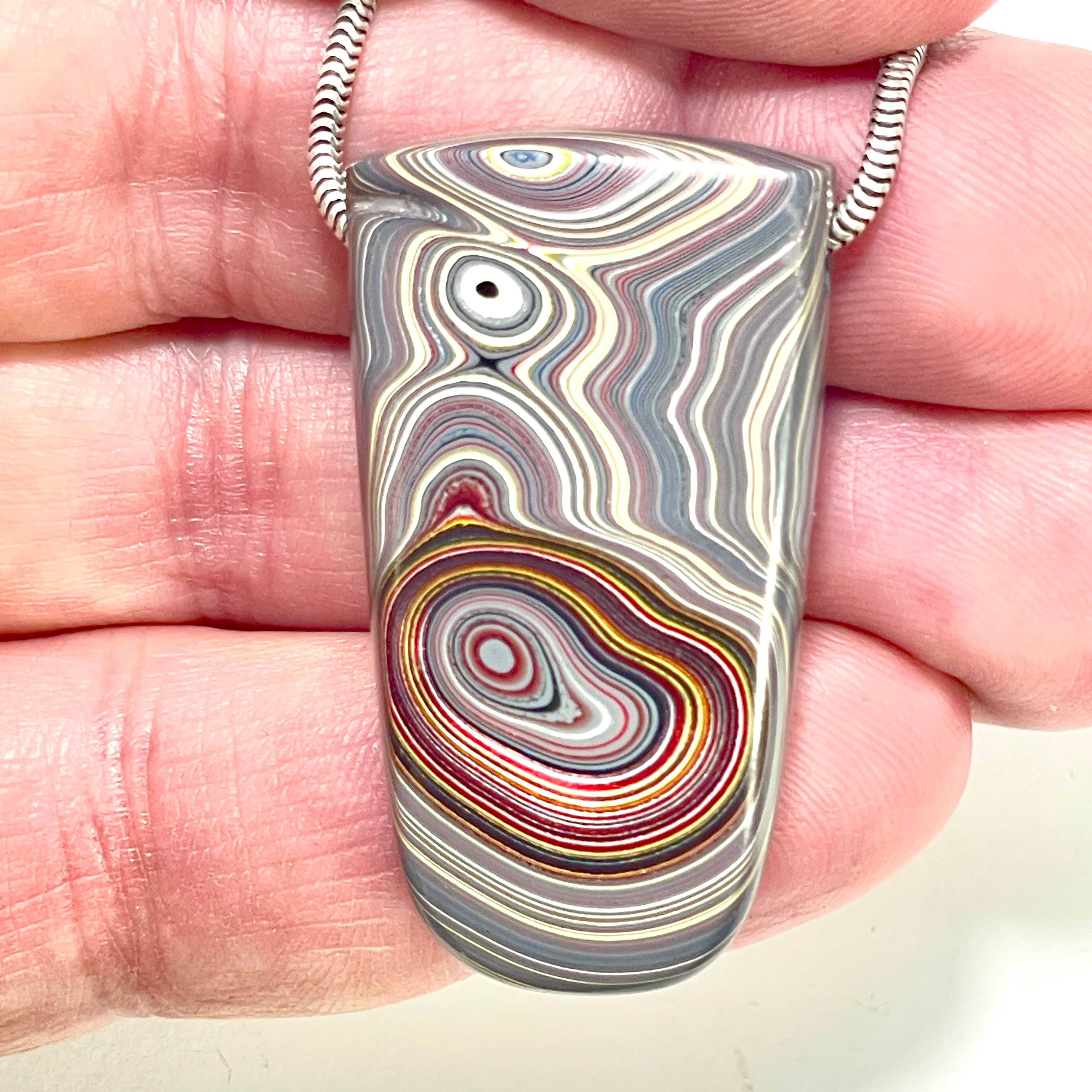 DVH Chatoyant Corvette Fordite Bead Pendant Bowling Green Ass. 40x22x9mm (6378) - DVHdesigns