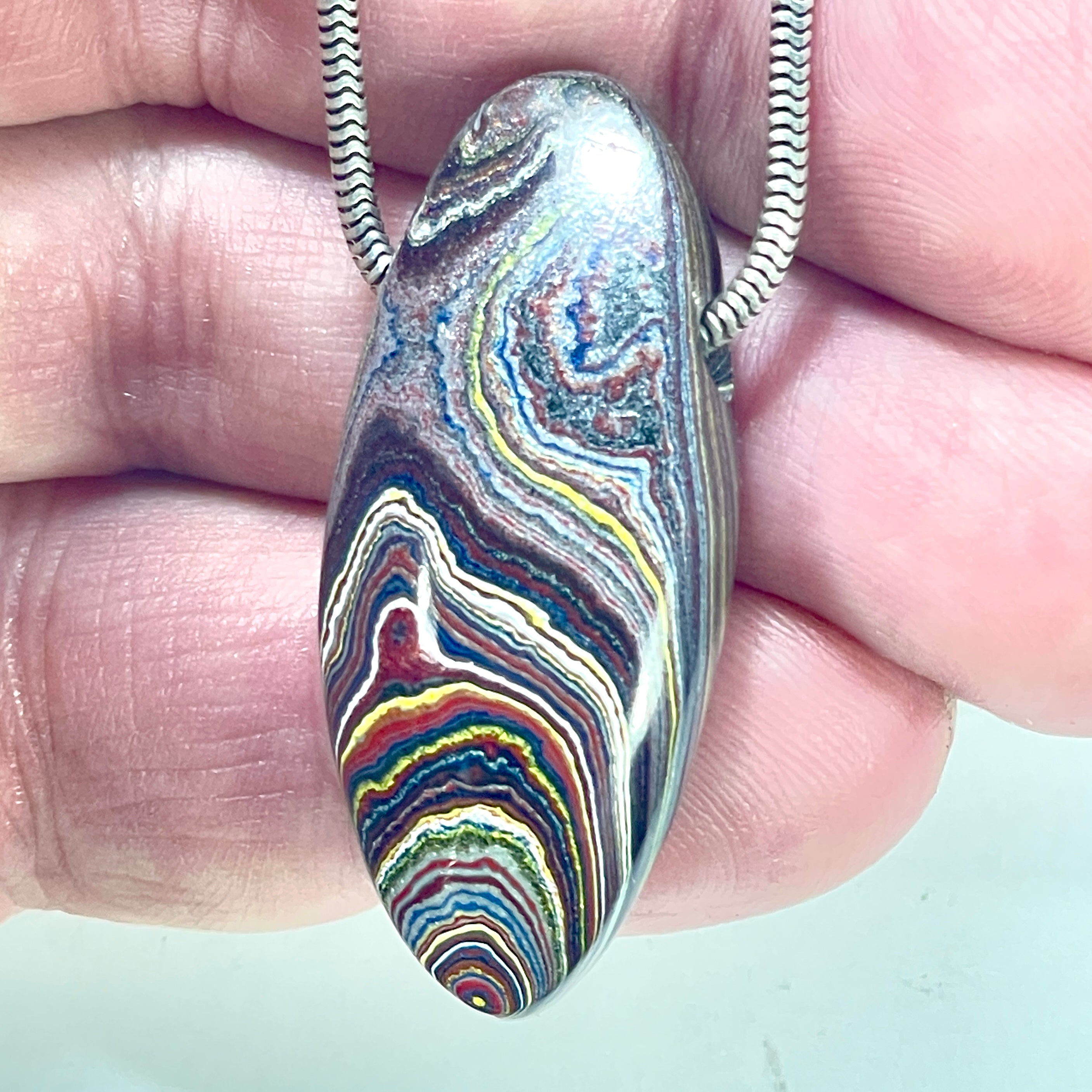 DVH Chatoyant Corvette Fordite Bead Pendant Genuine Bowling Green Ass. 38x16x10mm (6379) - DVHdesigns