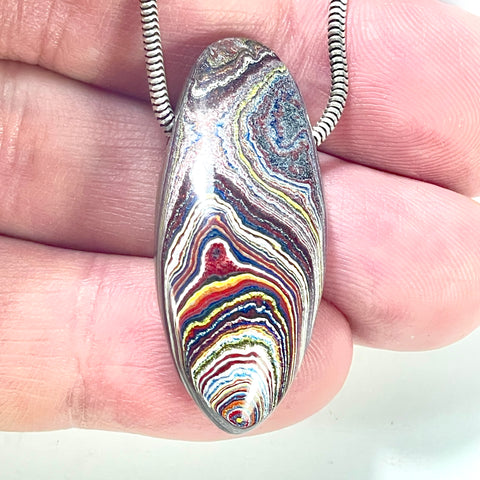 DVH Chatoyant Corvette Fordite Bead Pendant Genuine Bowling Green Ass. 38x16x10mm (6379)