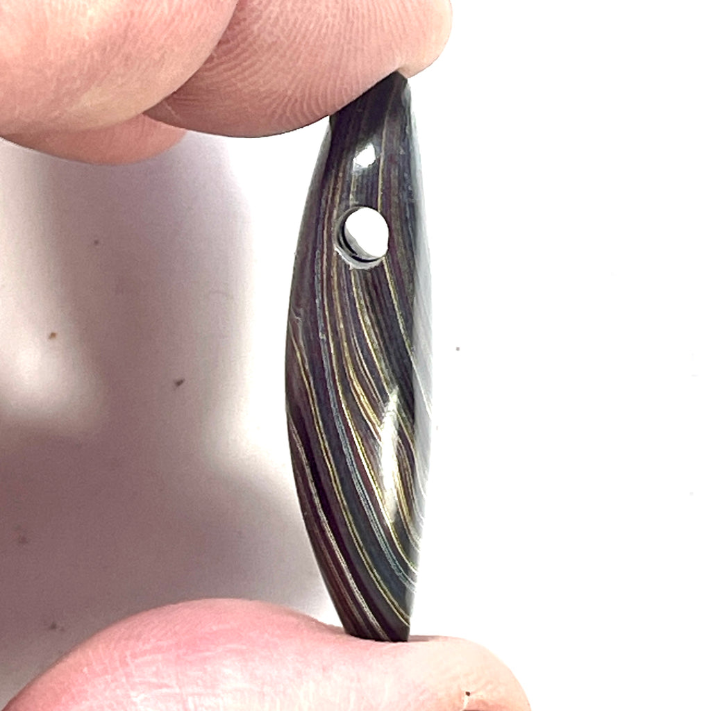 DVH Chatoyant Corvette Fordite Bead Pendant Genuine Bowling Green Ass. 38x16x10mm (6379) - DVHdesigns