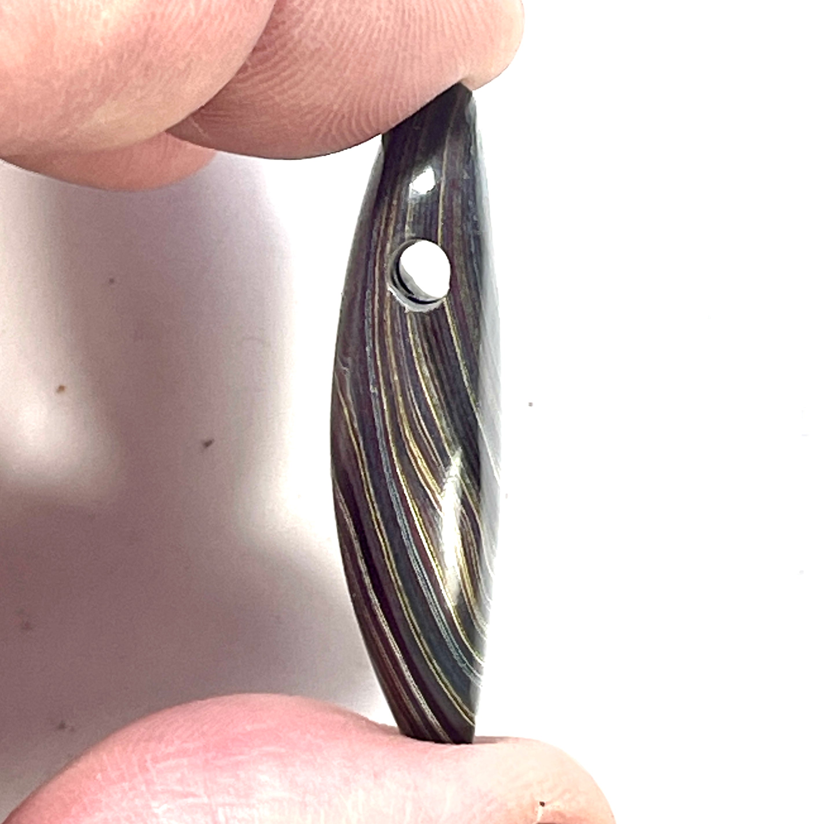 DVH Chatoyant Corvette Fordite Bead Pendant Genuine Bowling Green Ass. 38x16x10mm (6379) - DVHdesigns