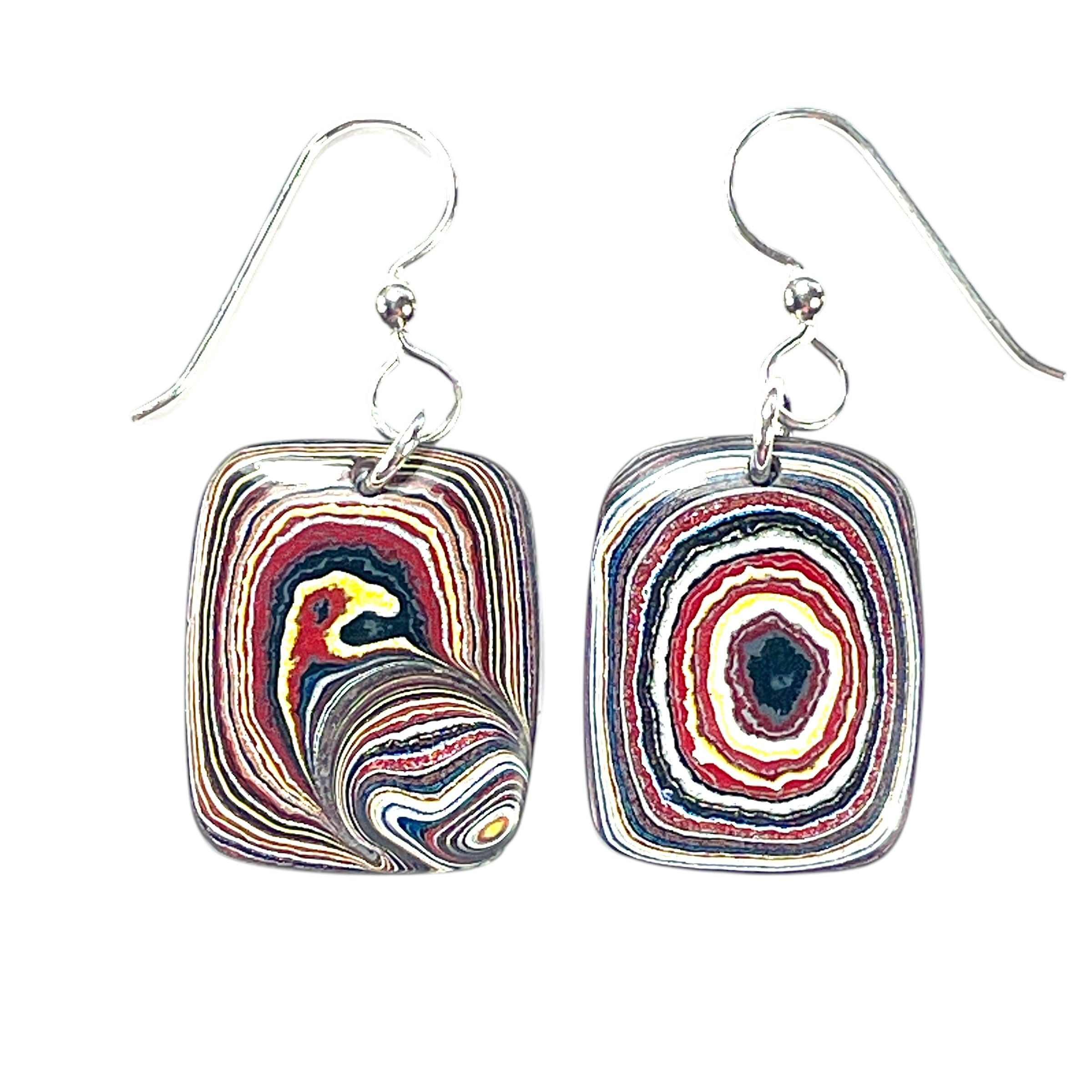 DVH Genuine Corvette Fordite Earrings Sterling French Wires 22x18x4mm (6534) - DVHdesigns