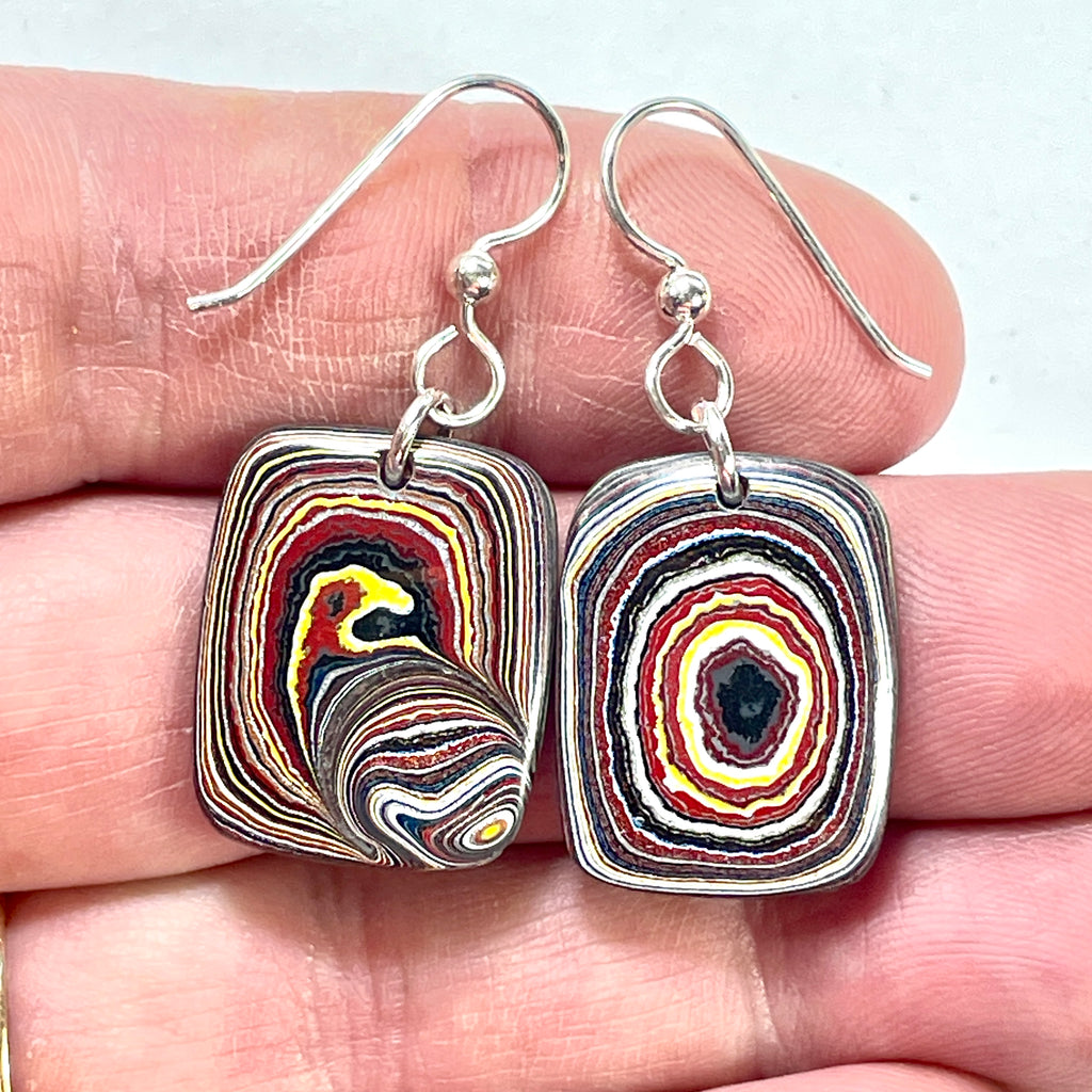 DVH Genuine Corvette Fordite Earrings Sterling French Wires 22x18x4mm (6534) - DVHdesigns