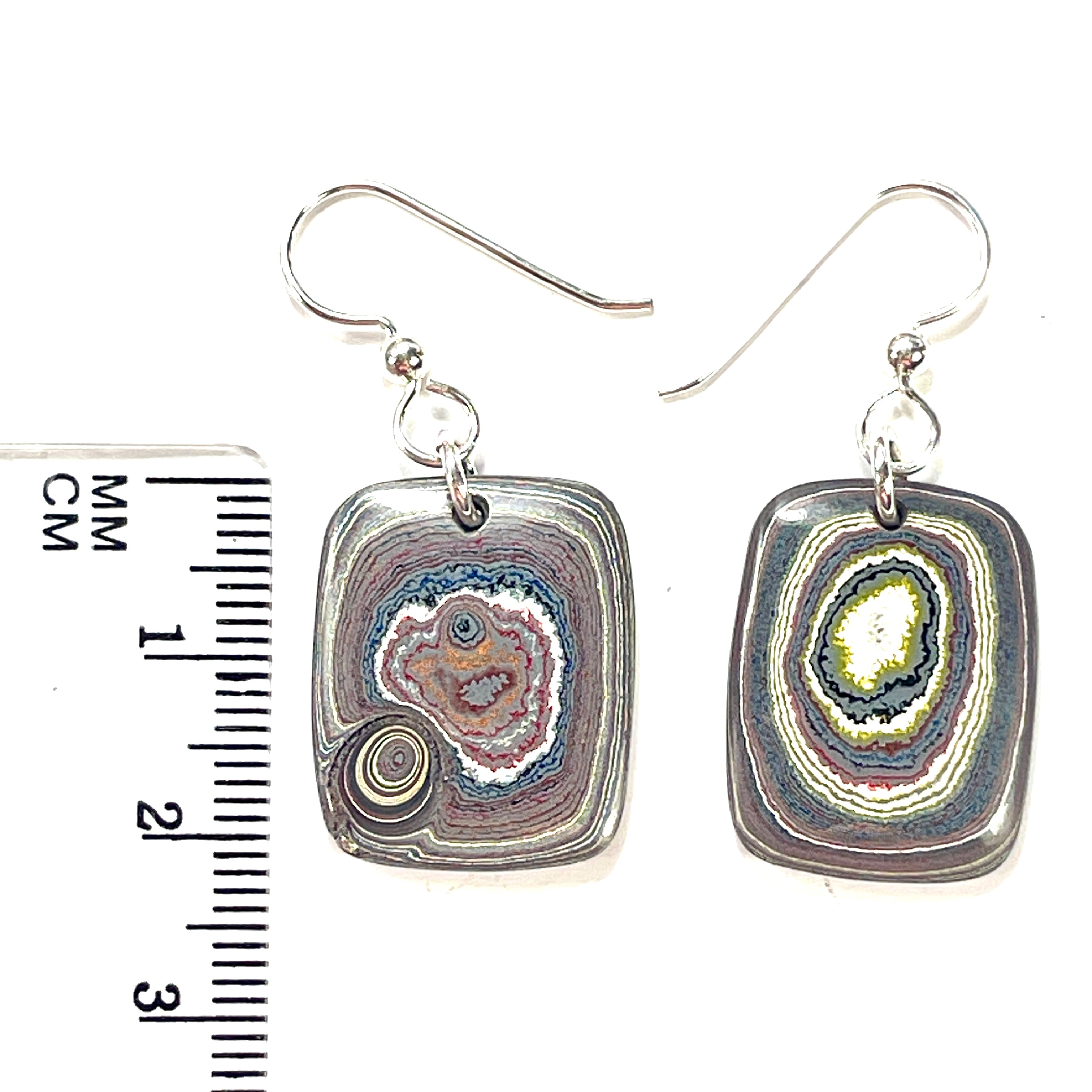 DVH Genuine Corvette Fordite Earrings Sterling French Wires 22x18x4mm (6534) - DVHdesigns