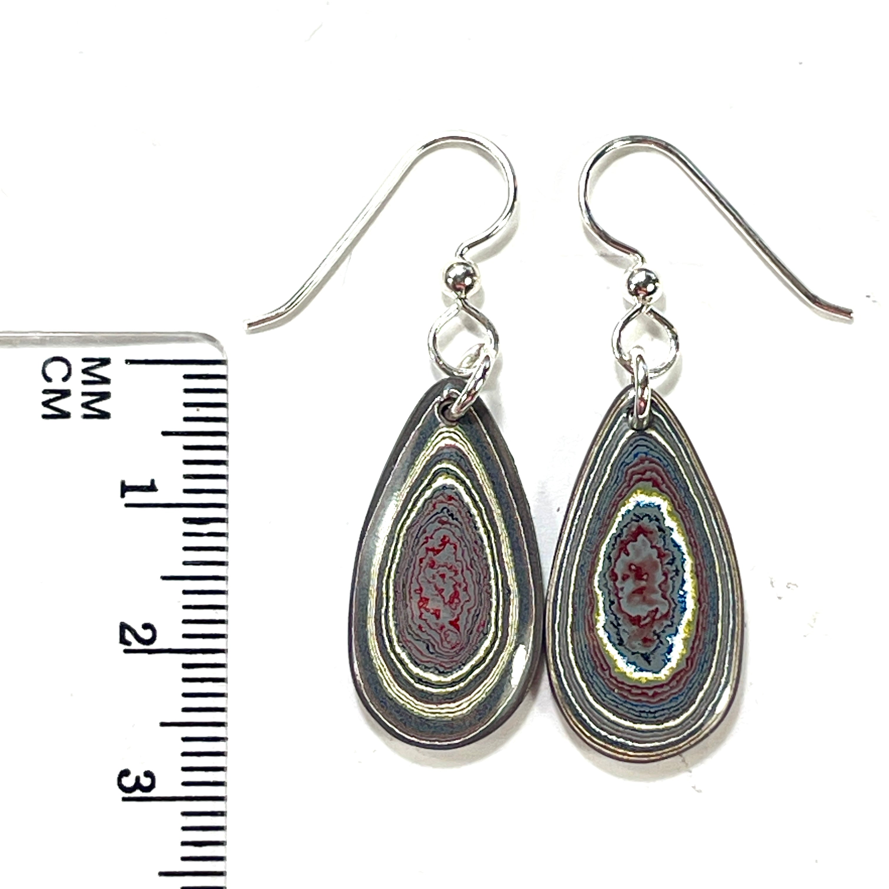 DVH Genuine Corvette Fordite Earrings Sterling French Wires 26x13x4mm (6535) - DVHdesigns