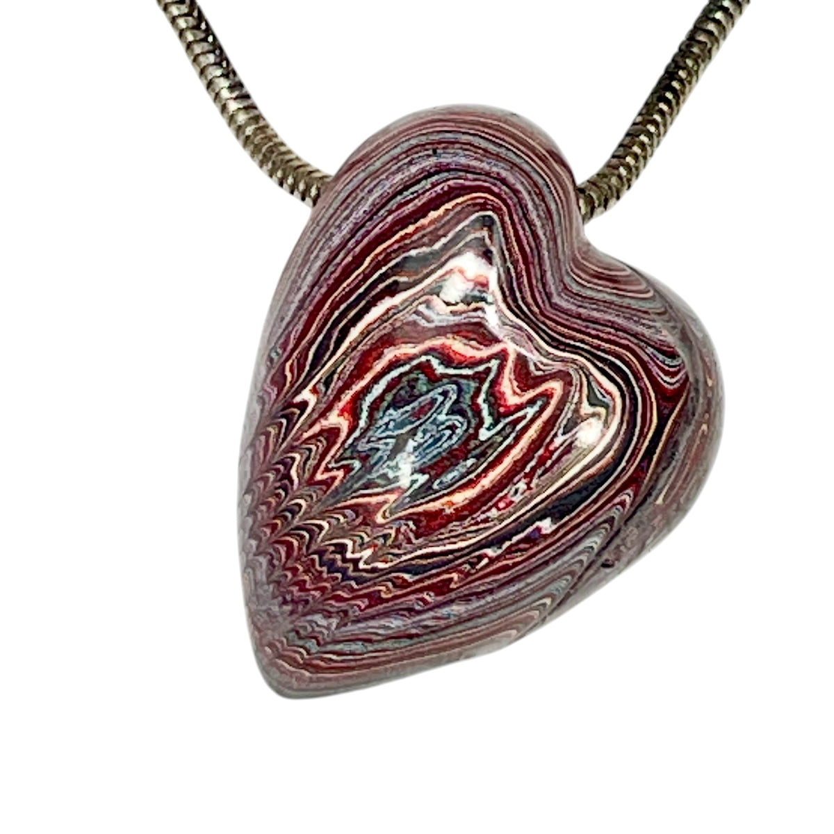 DVH Genuine Corvette Fordite Heart Bead Pendant 21x25x15mm (6973)