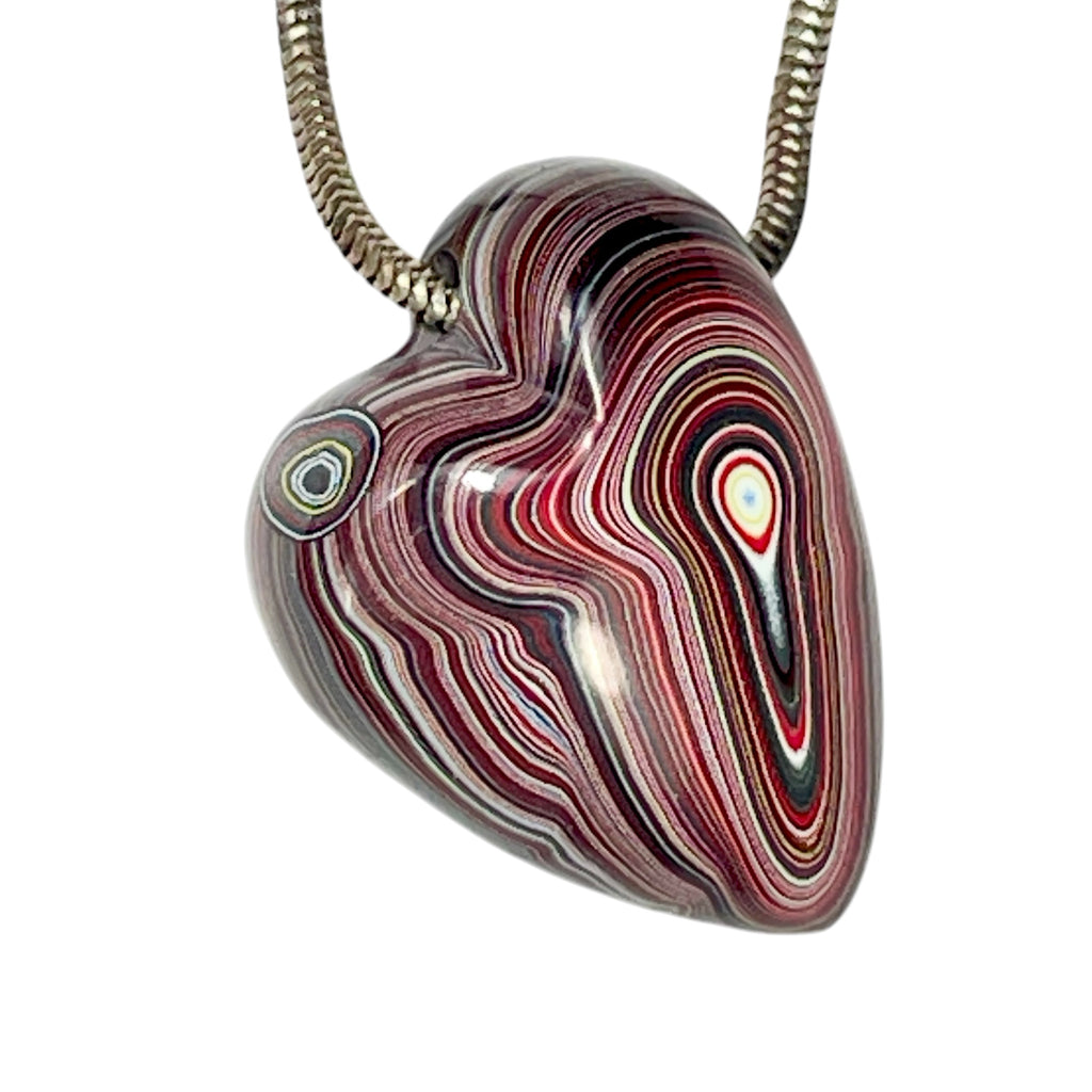 DVH Genuine Corvette Fordite Heart Bead Pendant 21x25x15mm (6973)