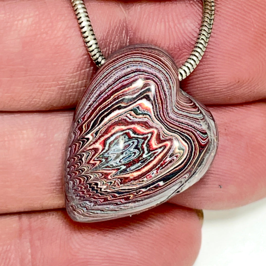 DVH Genuine Corvette Fordite Heart Bead Pendant 21x25x15mm (6973)