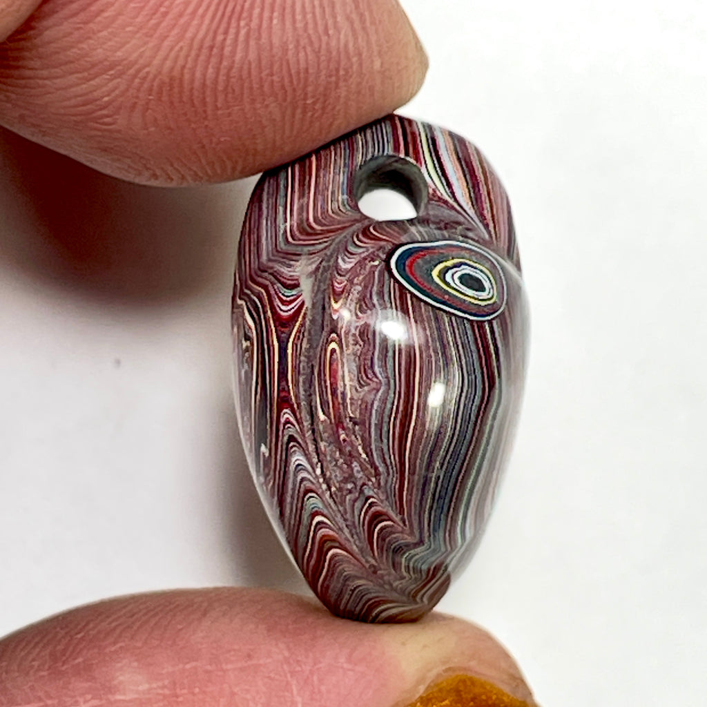 DVH Genuine Corvette Fordite Heart Bead Pendant 21x25x15mm (6973)