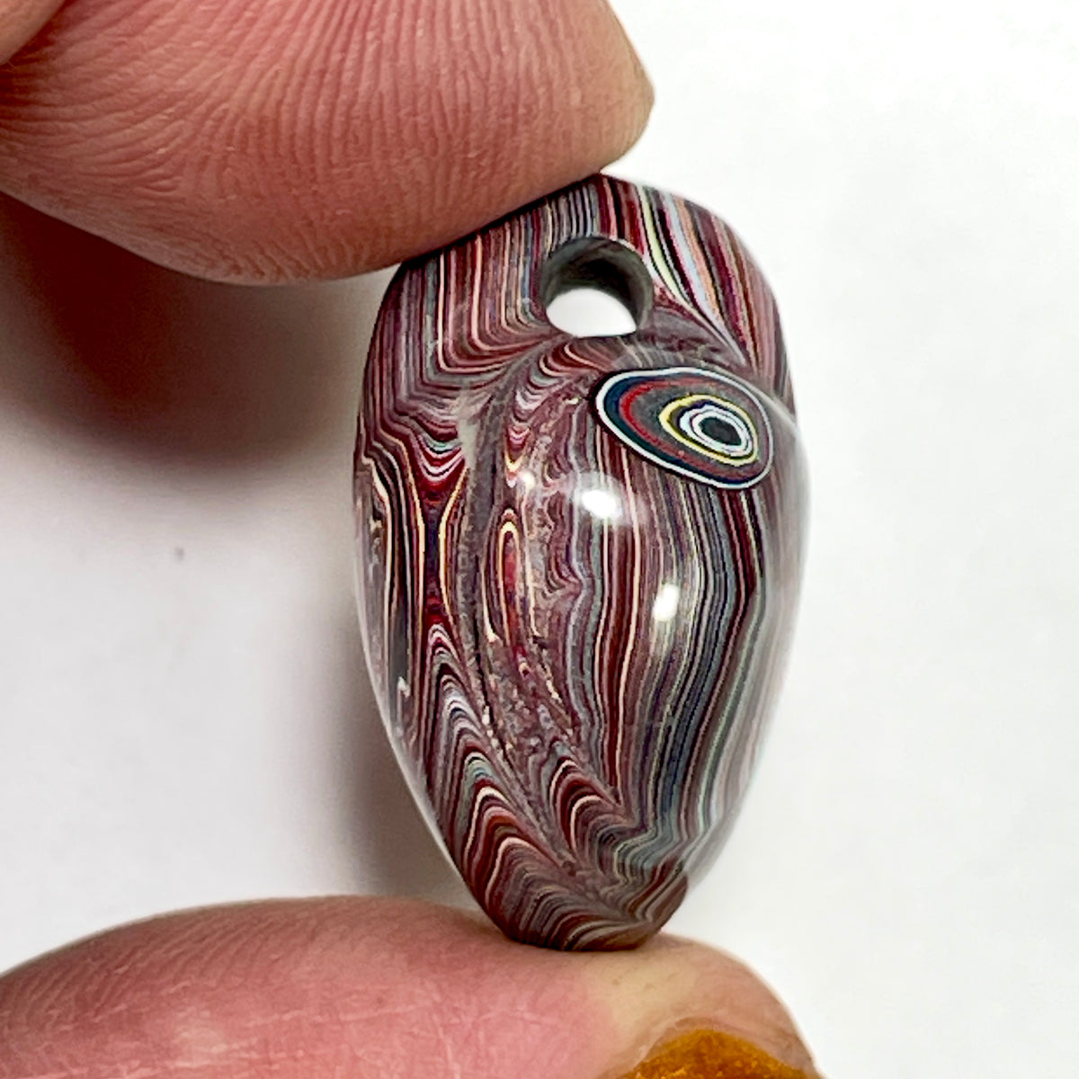 DVH Genuine Corvette Fordite Heart Bead Pendant 21x25x15mm (6973)