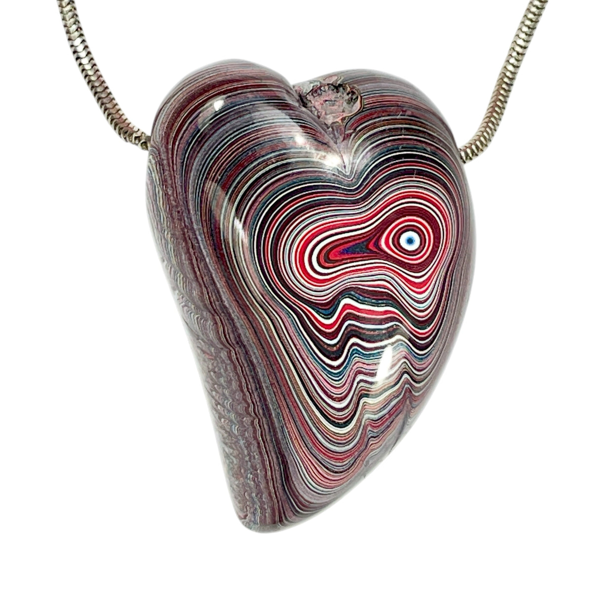 DVH Genuine Corvette Fordite Heart Bead Pendant 30x42x15mm (6974)