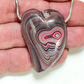 DVH Genuine Corvette Fordite Heart Bead Pendant 30x42x15mm (6974)