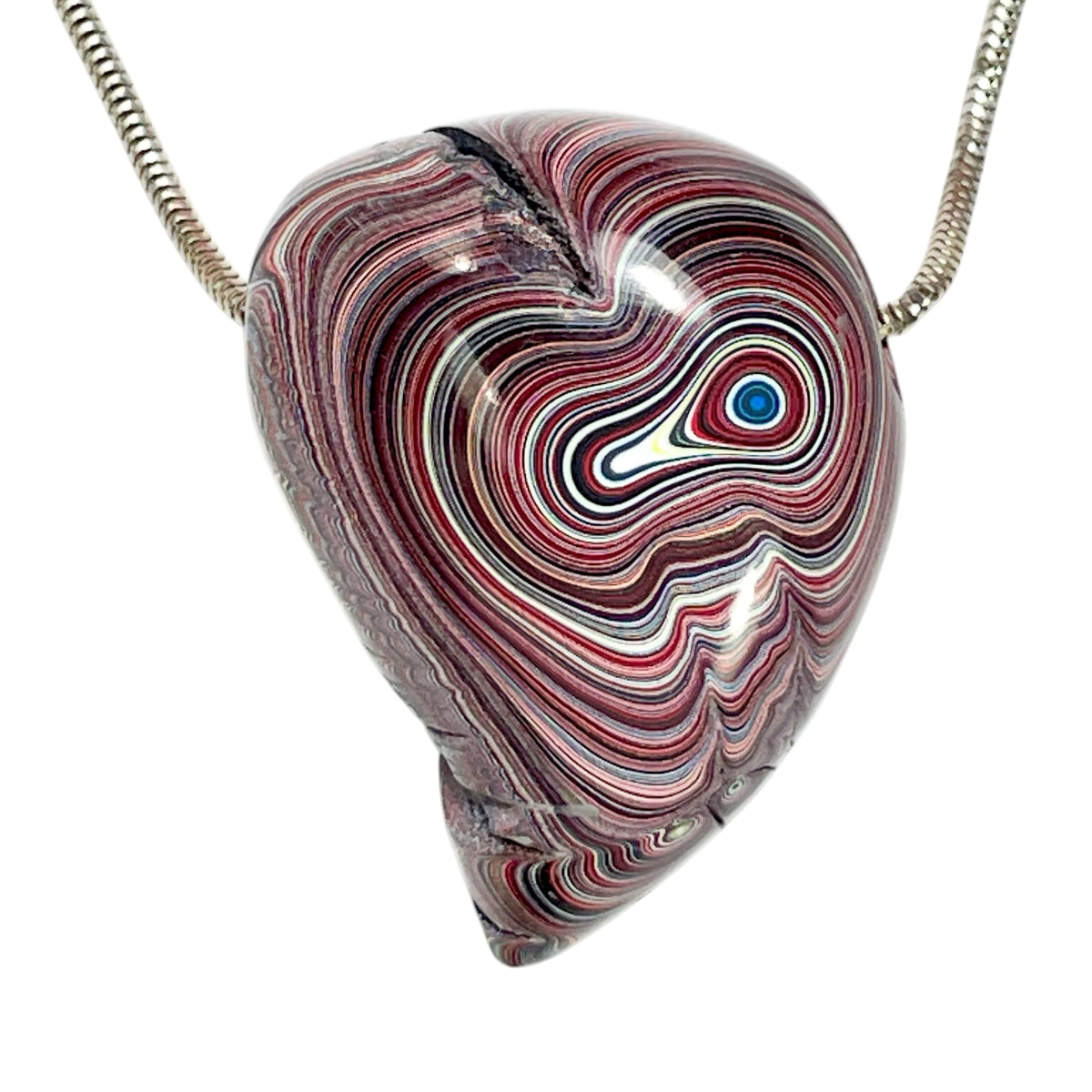 DVH Genuine Corvette Fordite Heart Bead Pendant 30x39x17mm (6975)